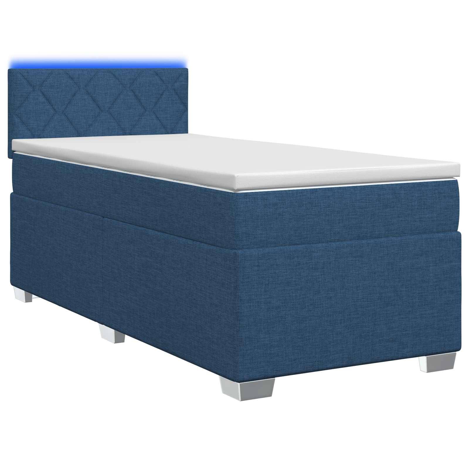 vidaXL Boxspringbett mit Matratze und LED Blau 90 x 190 cm Stoff