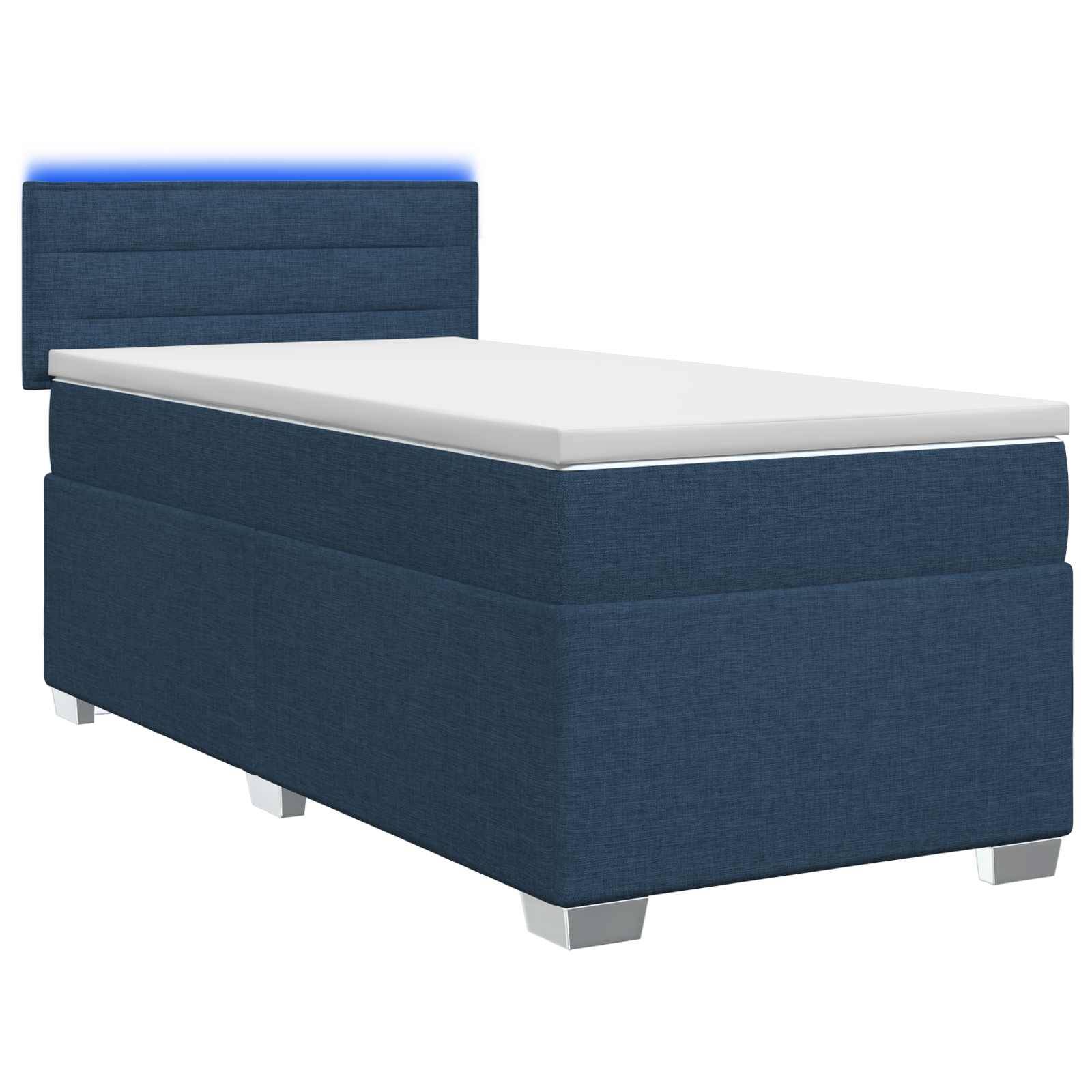 vidaXL Boxspringbett mit Matratze und LED Blau 100 x 200 cm Stoff