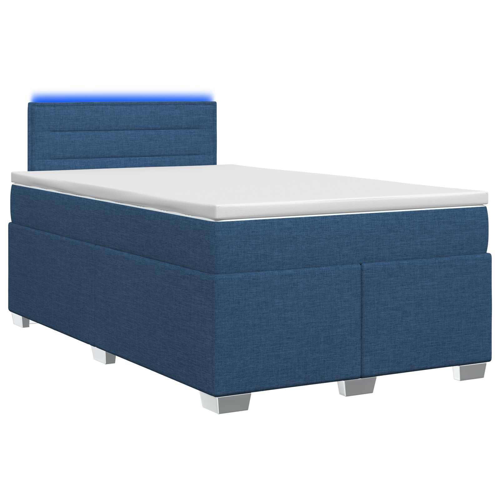 vidaXL Boxspringbett mit Matratze und LED Blau 120 x 190 cm Stoff