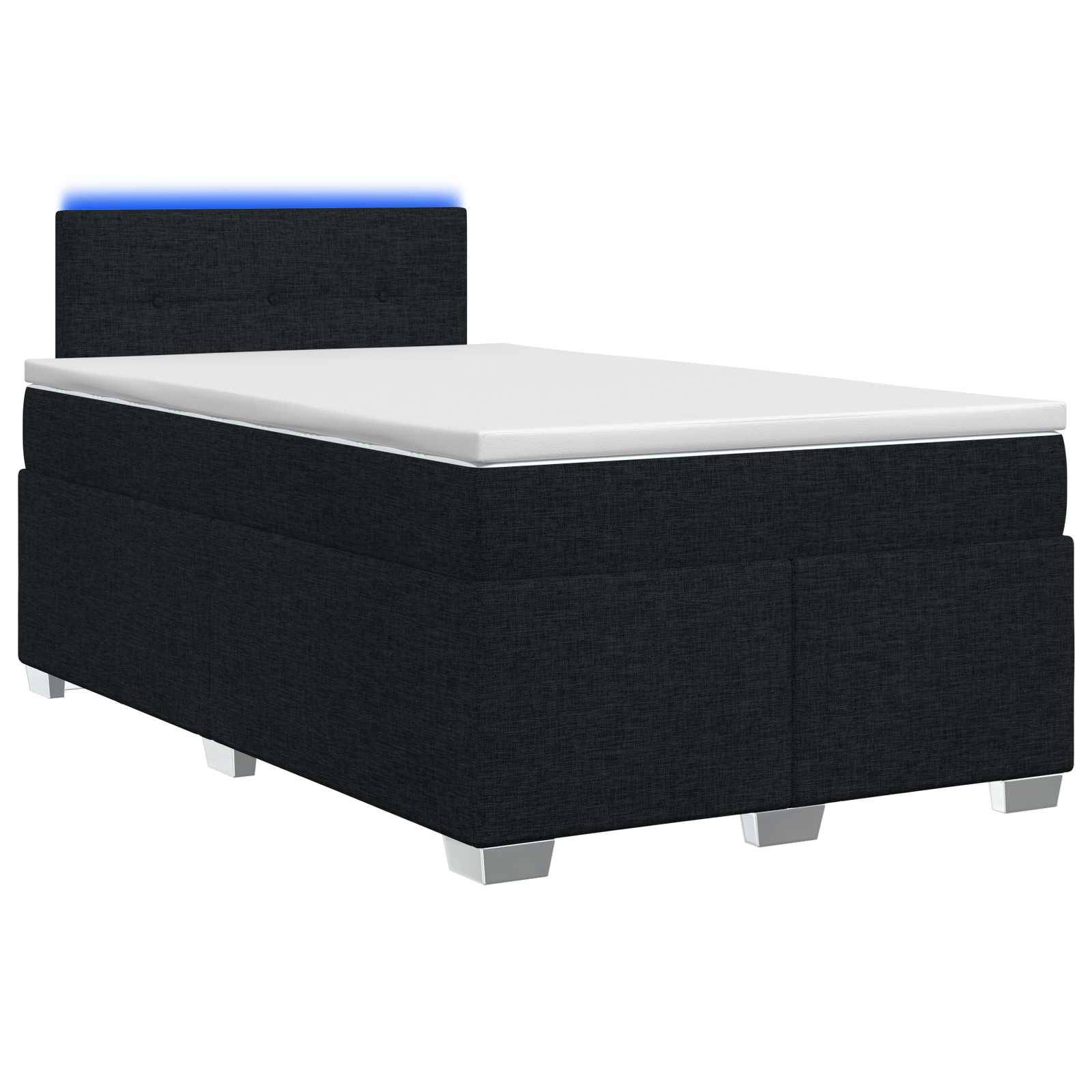 vidaXL Boxspringbett mit Matratze und LED Schwarz 120 x 190 cm Stoff