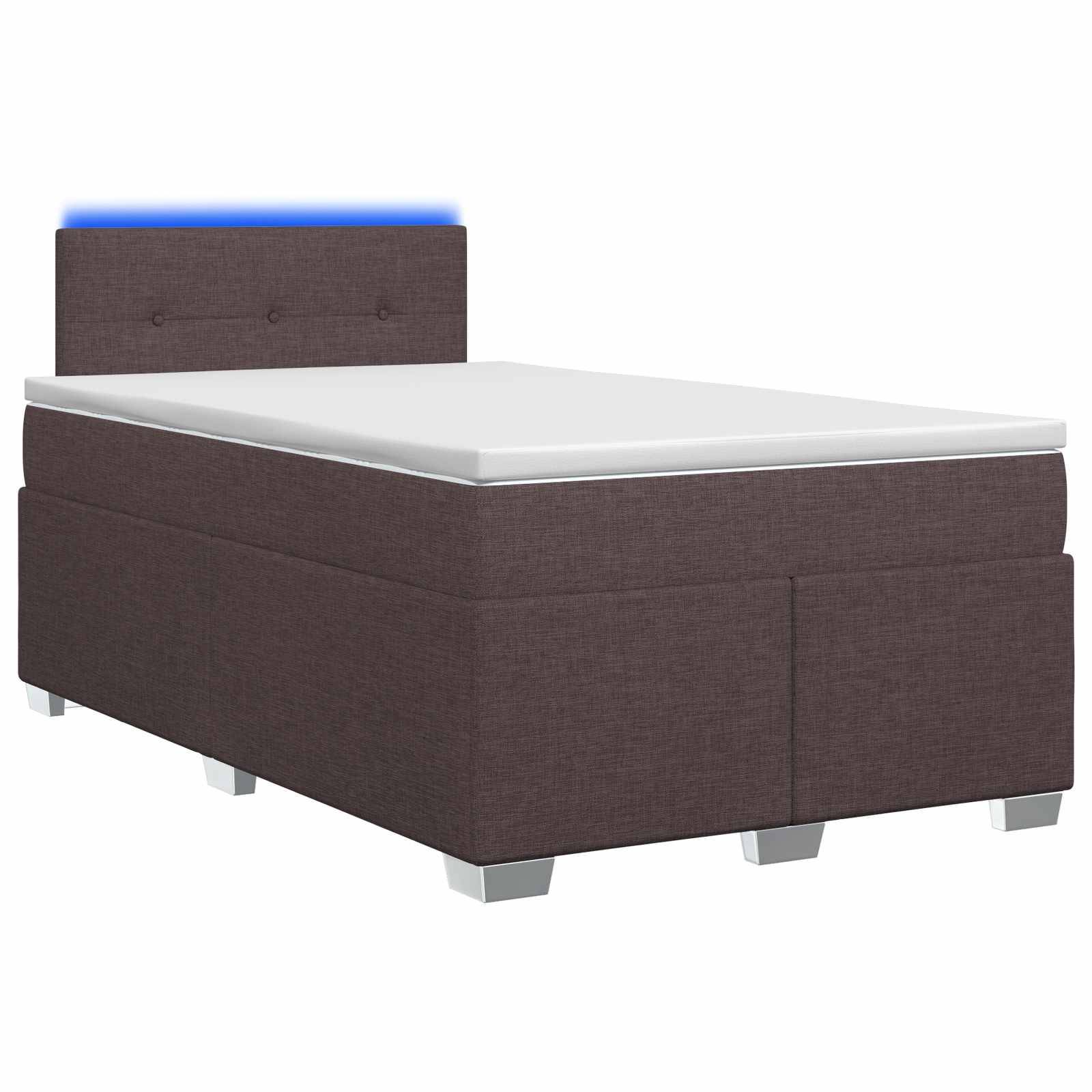 vidaXL Boxspringbett mit Matratze und LED Dunkelbraun 120 x 190 cm