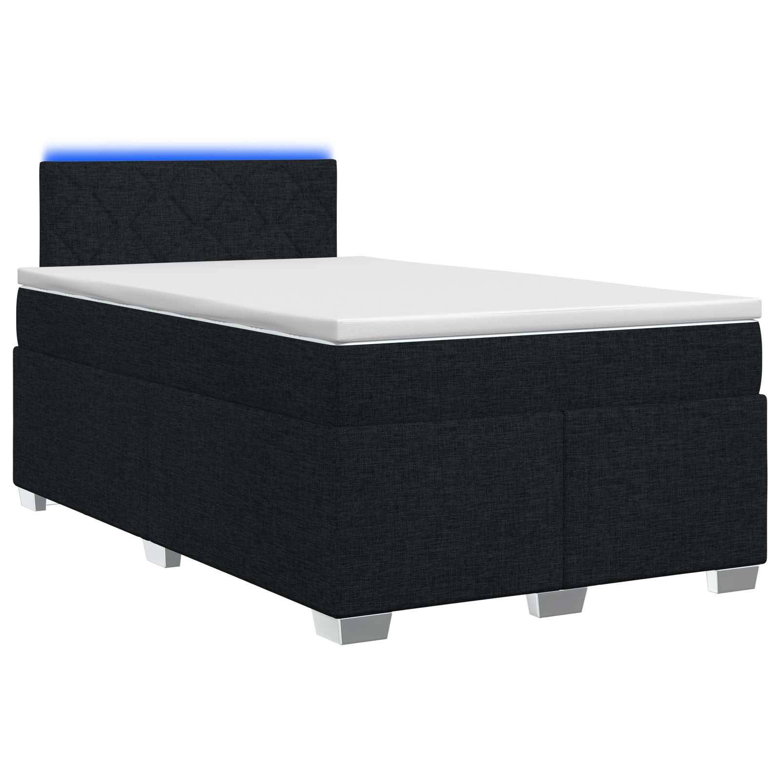 vidaXL Boxspringbett mit Matratze und LED Schwarz 120 x 190 cm Stoff