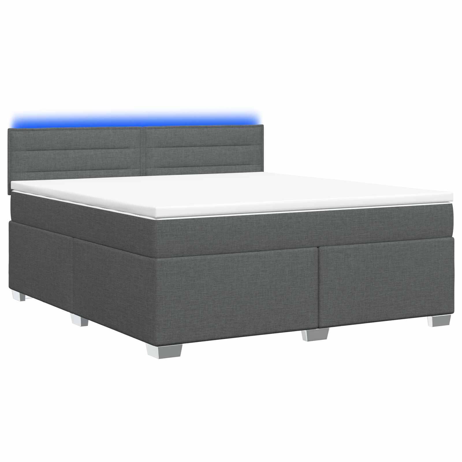 vidaXL Boxspringbett mit Matratze und LED Dunkelgrau 140 x 200 cm