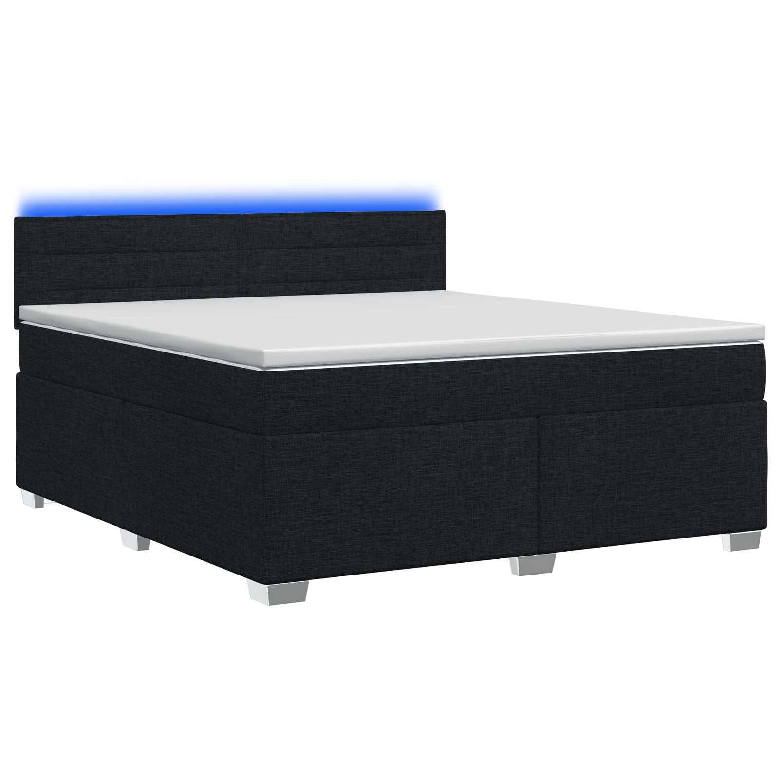 vidaXL Boxspringbett mit Matratze und LED Schwarz 160 x 200 cm Stoff