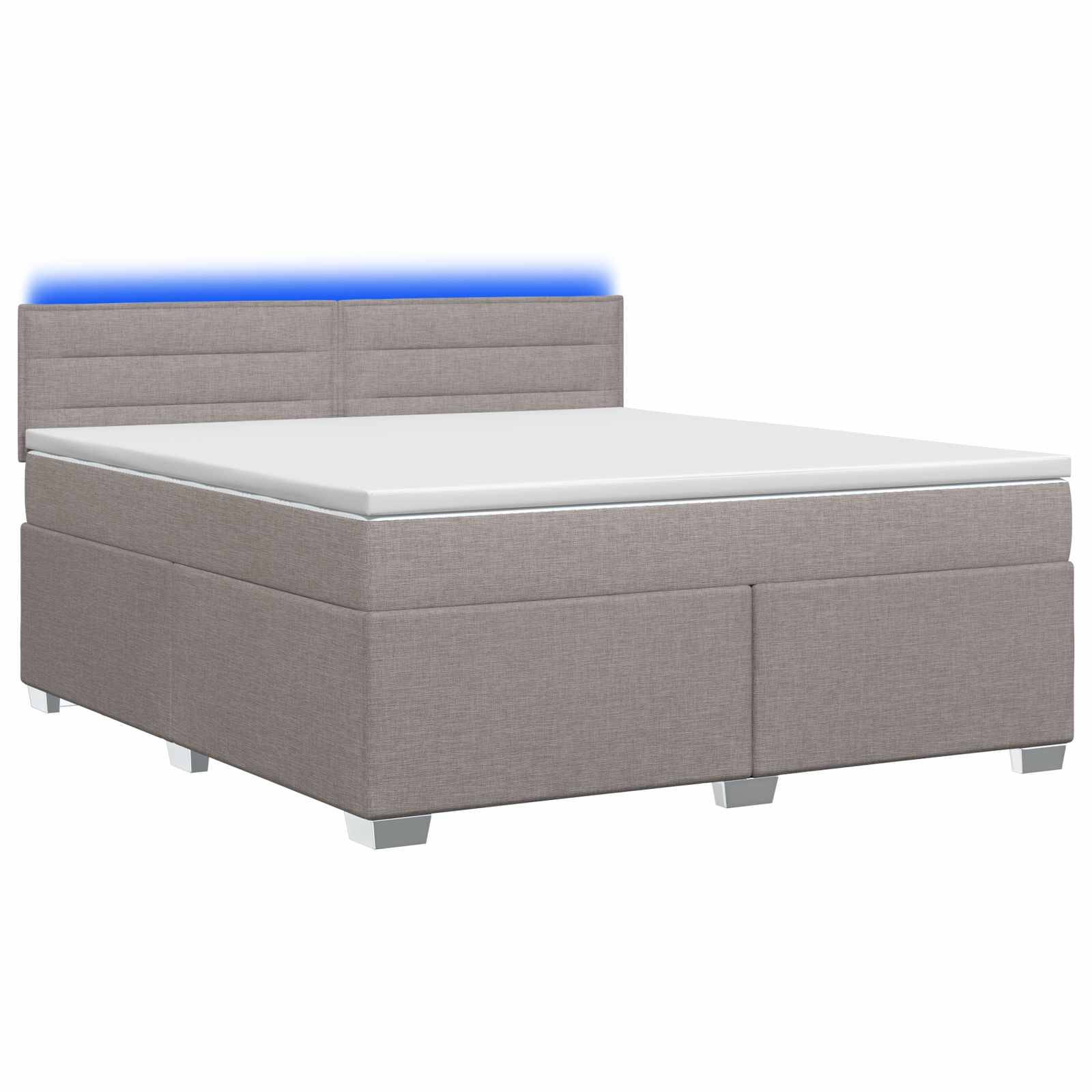 vidaXL Boxspringbett mit Matratze und LED Taupe 140 x 190 cm Stoff
