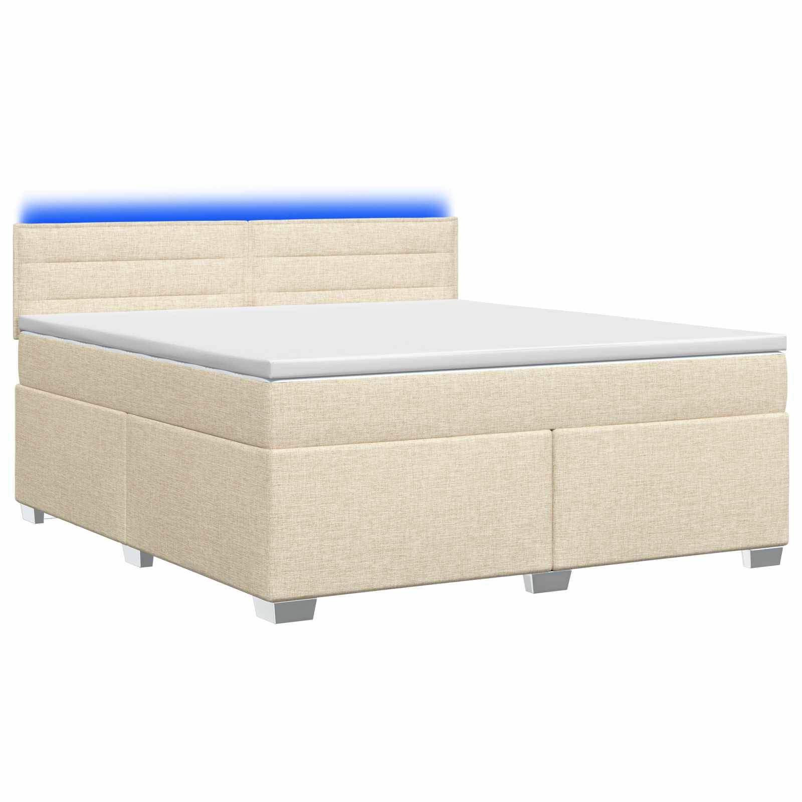 vidaXL Boxspringbett mit Matratze und LED Creme 140 x 200 cm Stoff