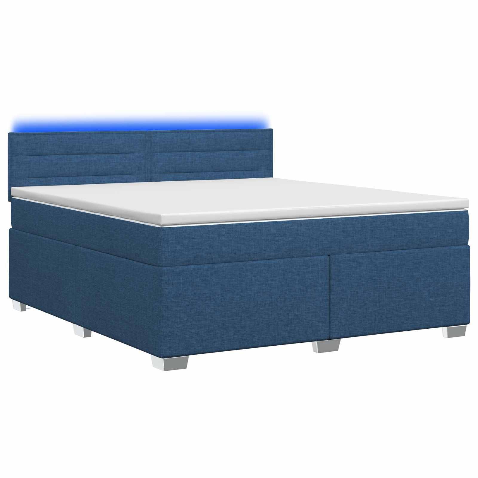 vidaXL Boxspringbett mit Matratze und LED Blau 180 x 200 cm Stoff