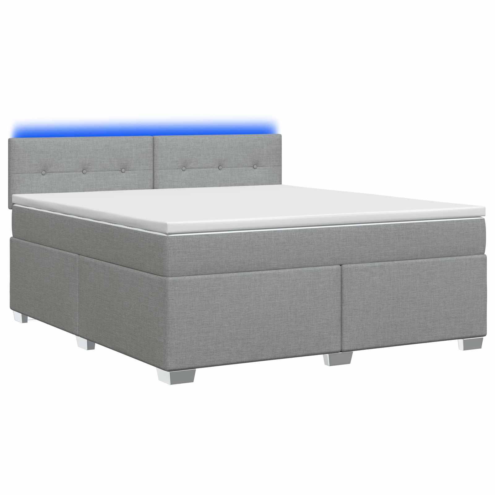 vidaXL Boxspringbett mit Matratze und LED Hellgrau 140 x 190 cm Stoff