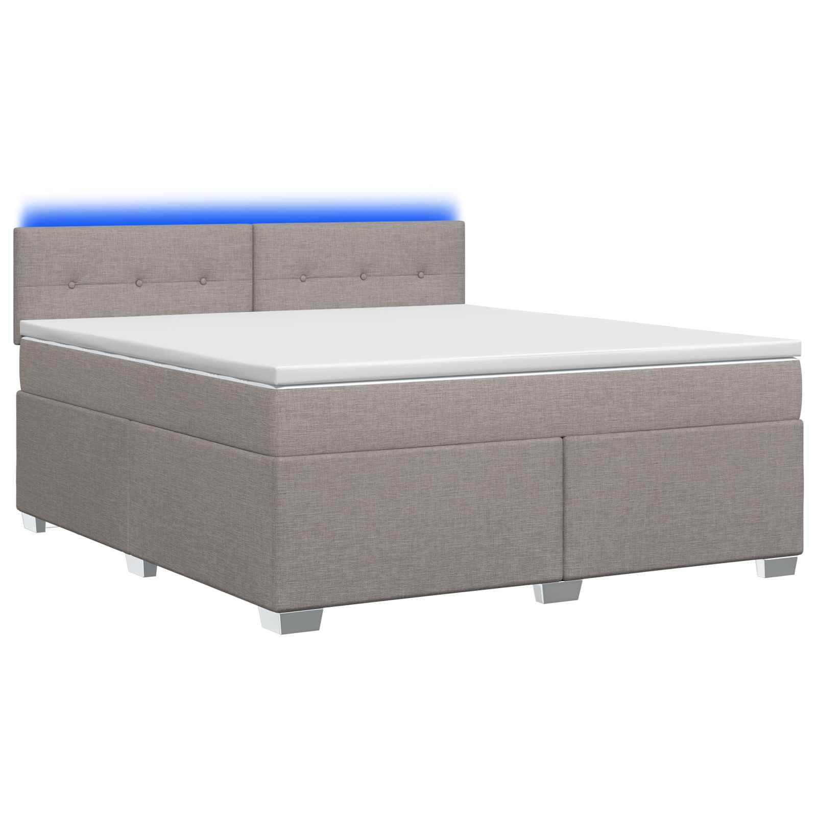 vidaXL Boxspringbett mit Matratze und LED Taupe 180 x 200 cm Stoff