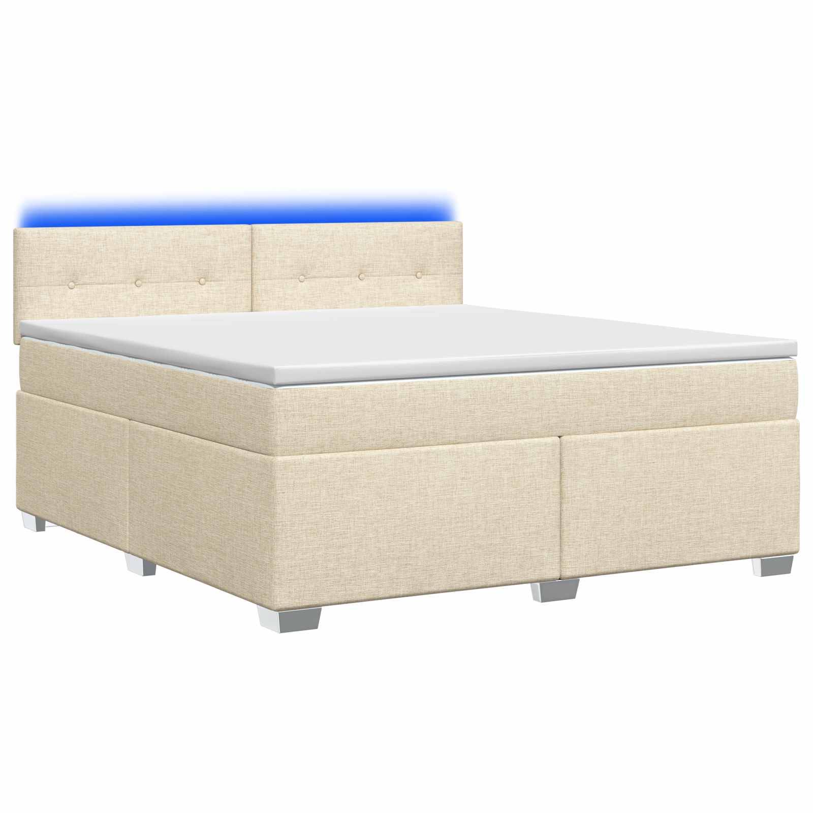 vidaXL Boxspringbett mit Matratze und LED Creme 140 x 190 cm Stoff