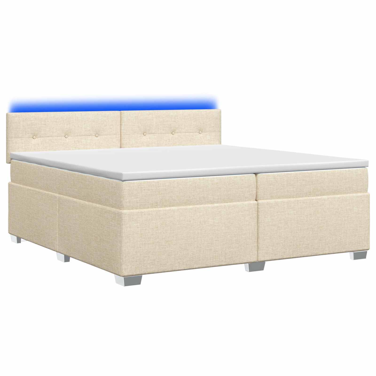 vidaXL Boxspringbett mit Matratze und LED Creme 200 x 200 cm Stoff