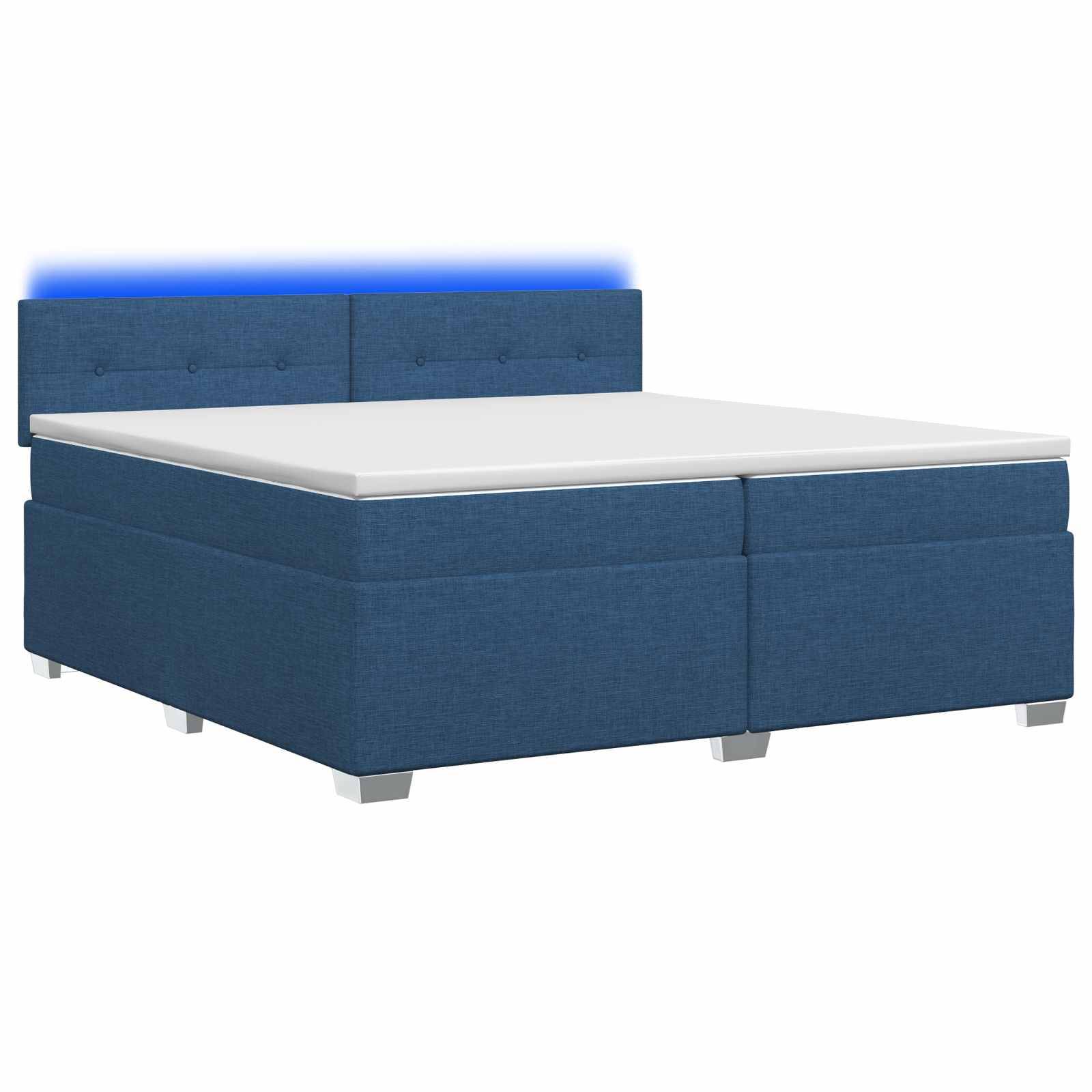 vidaXL Boxspringbett mit Matratze und LED Blau 200 x 200 cm Stoff