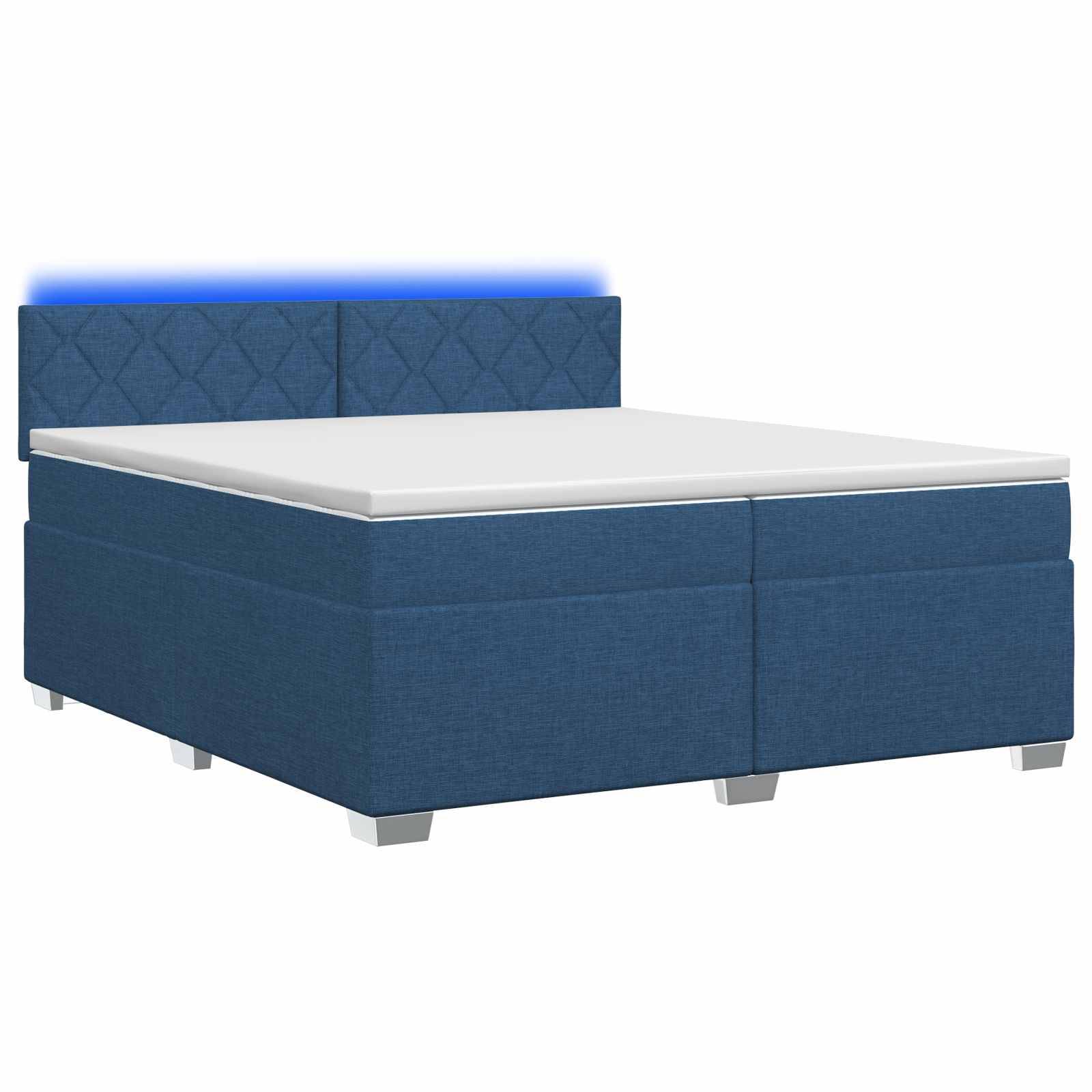 vidaXL Boxspringbett mit Matratze und LED Blau 200 x 200 cm Stoff