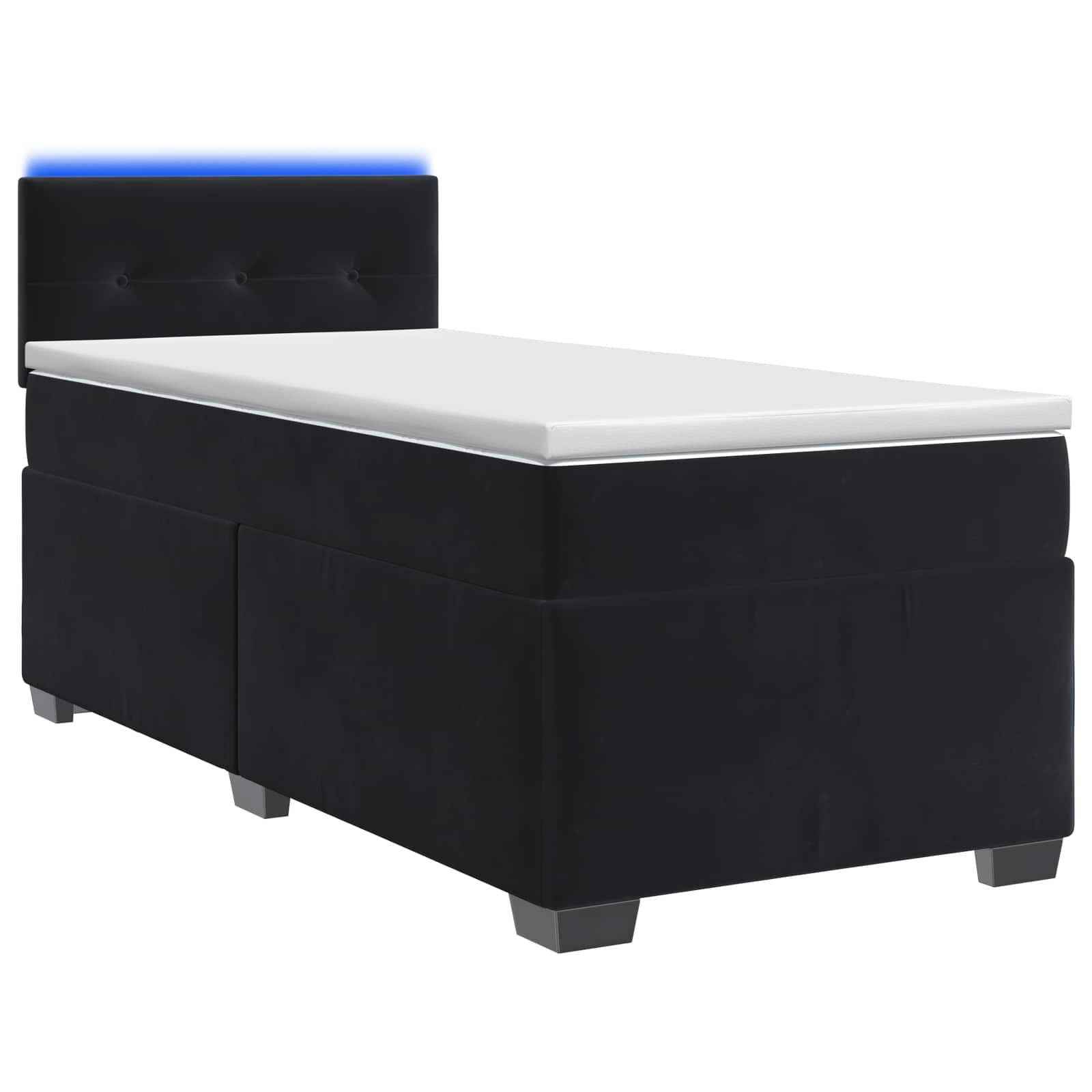 vidaXL Boxspringbett mit Matratze und LED Schwarz 100 x 200 cm Samt