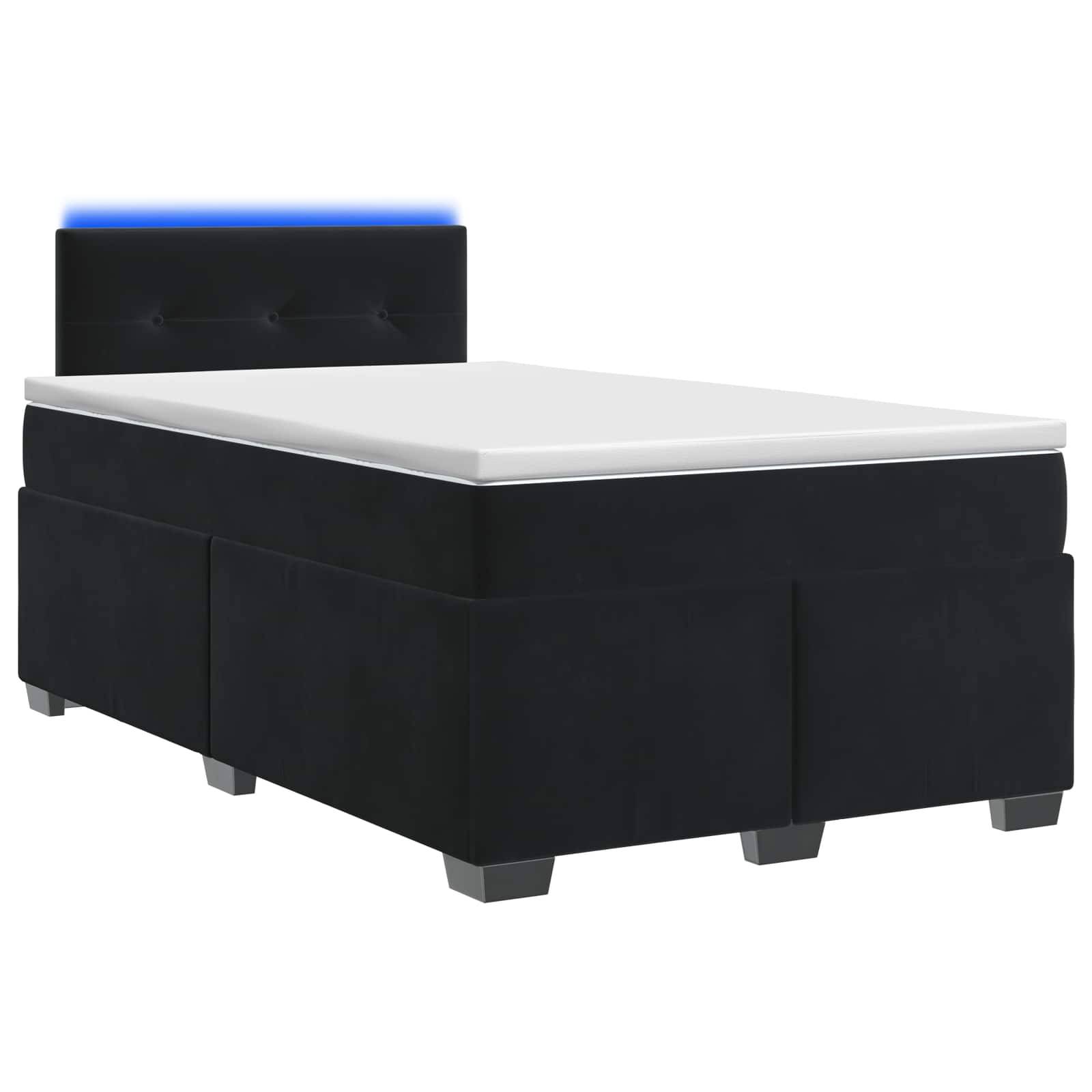 vidaXL Boxspringbett mit Matratze und LED Schwarz 120 x 190 cm Samt