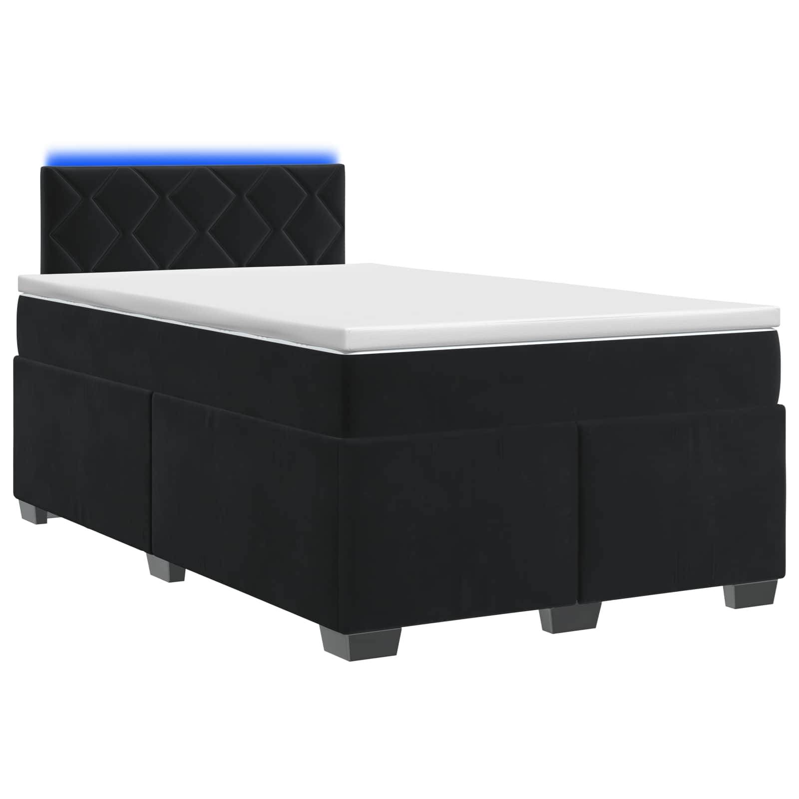 vidaXL Boxspringbett mit Matratze und LED Schwarz 120 x 190 cm Samt
