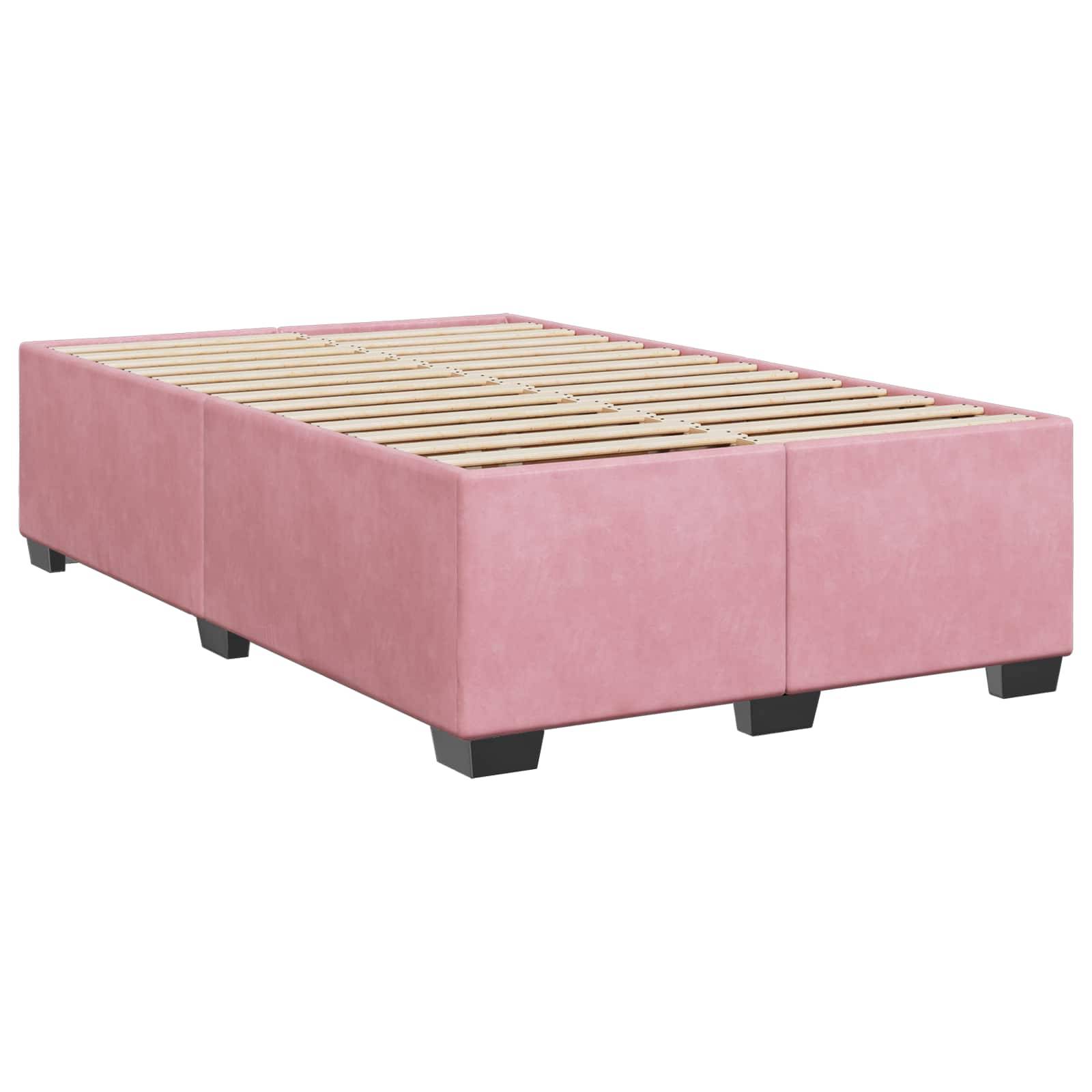 vidaXL Boxspringbett mit Matratze mit Kopfteil Rosa 120 x 190 cm Samt