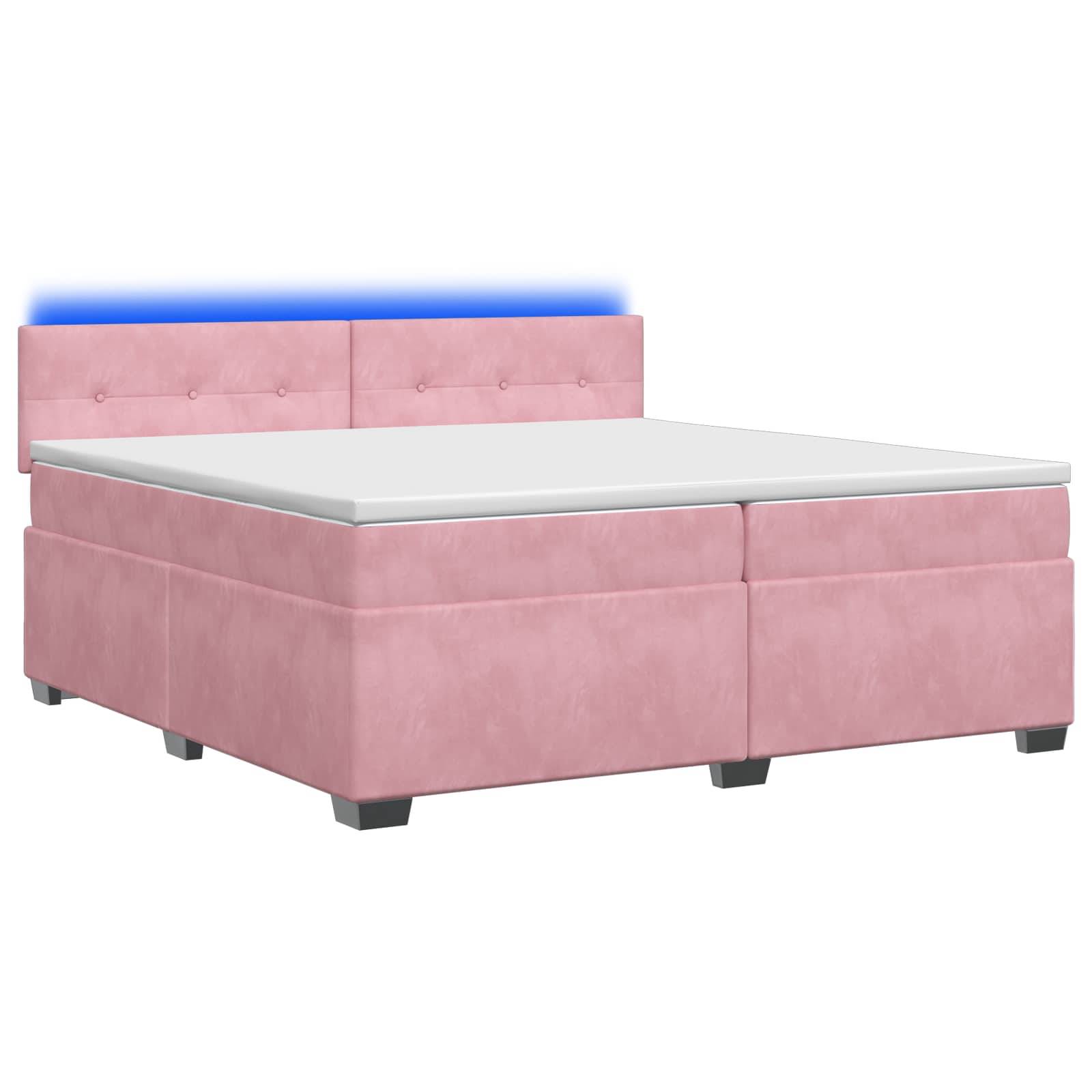 vidaXL Boxspringbett mit Matratze und LED Rosa 200 x 200 cm Samt