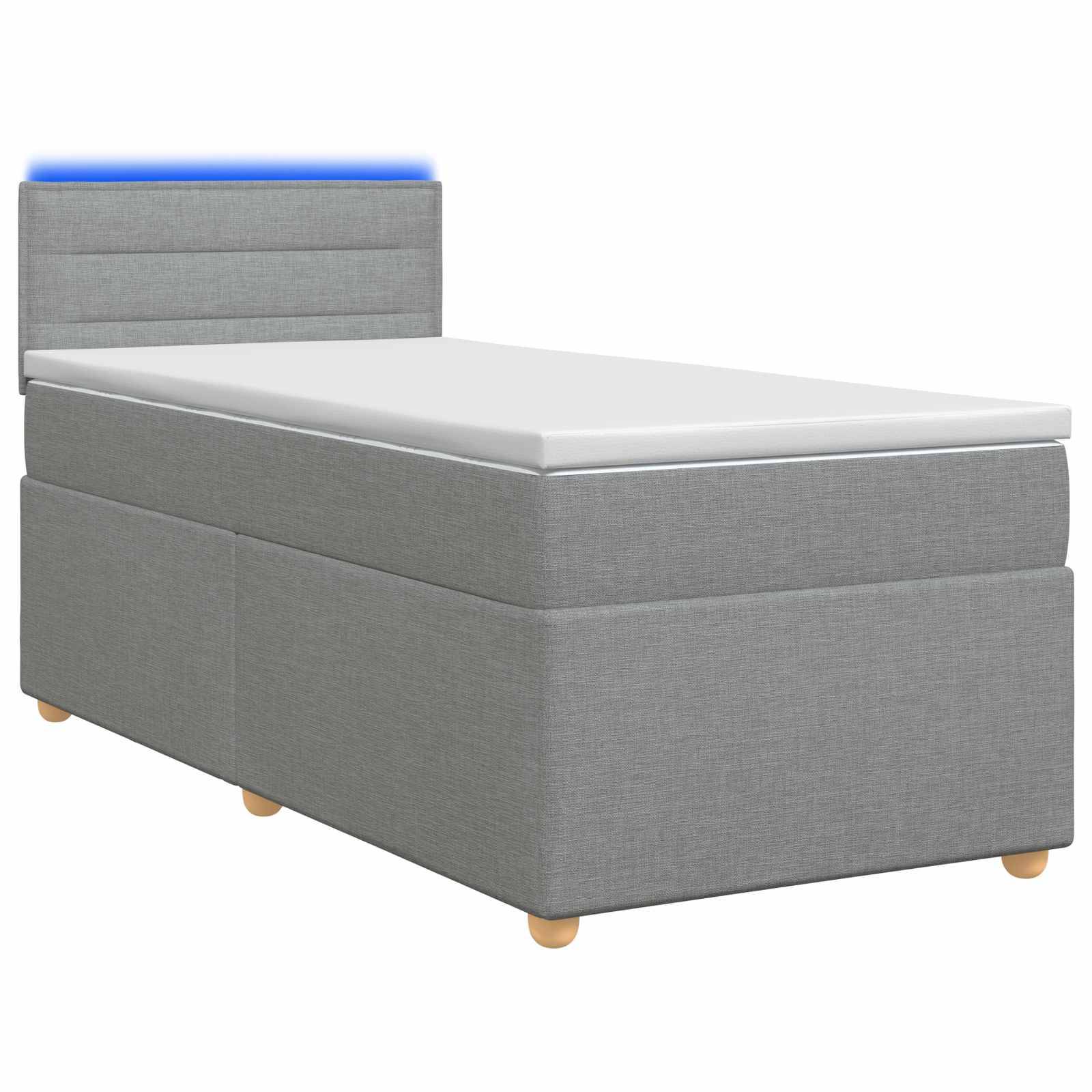 vidaXL Boxspringbett mit Matratze Hellgrau 80 x 200 cm Stoff