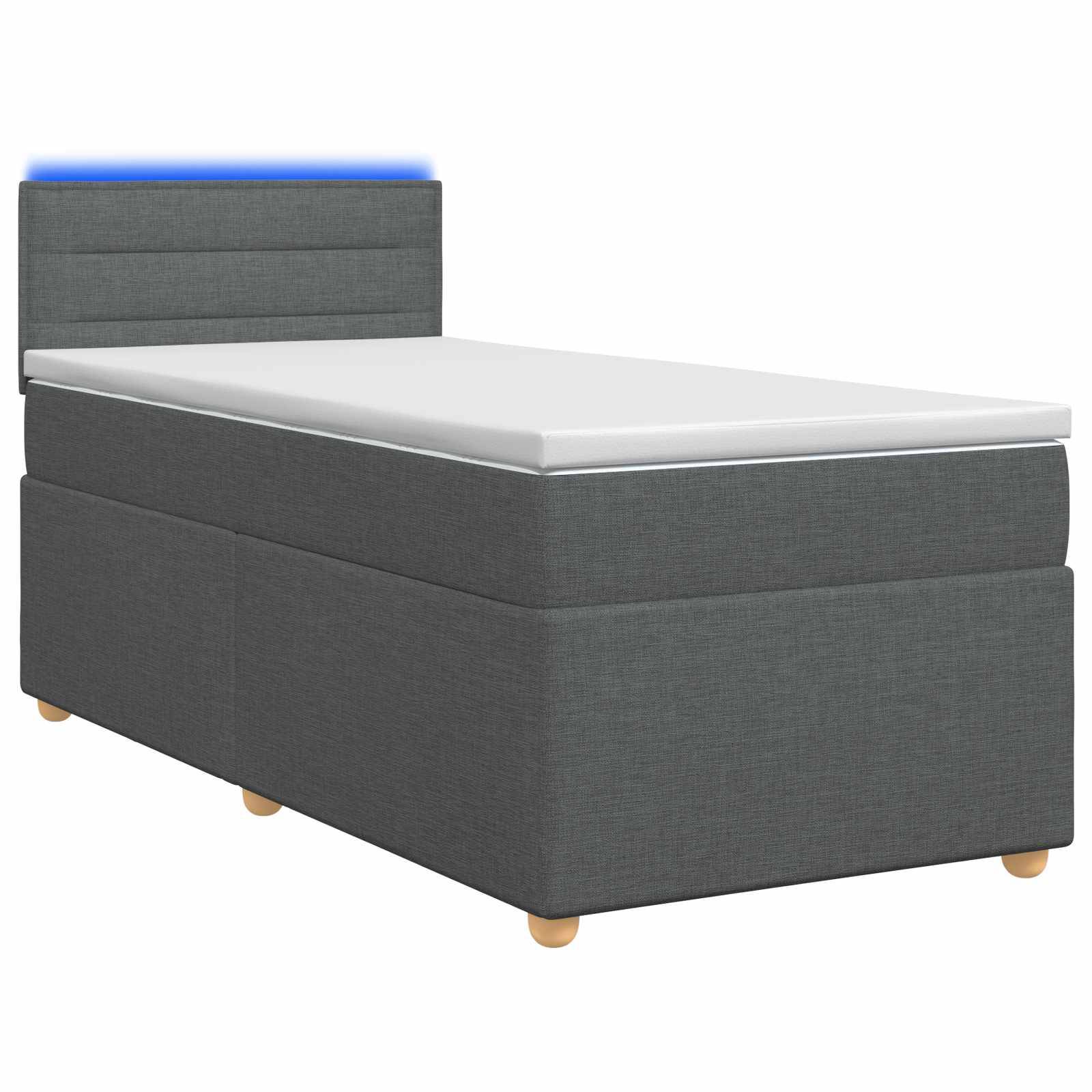 vidaXL Boxspringbett mit Matratze Dunkelgrau 80 x 200 cm Stoff