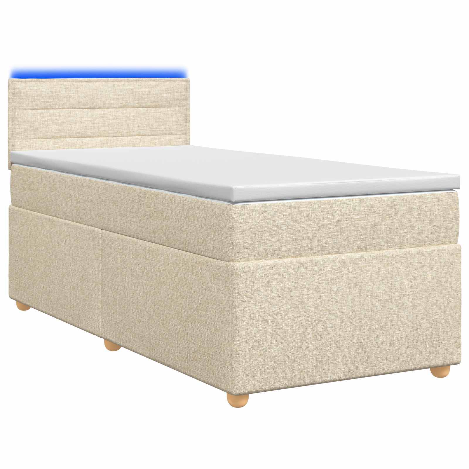 vidaXL Boxspringbett mit Matratze mit Kopfteil Creme 80 x 200 cm Stoff