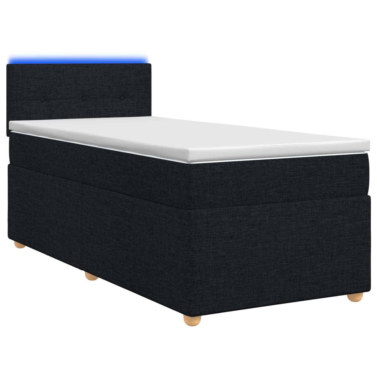 vidaXL Boxspringbett mit Matratze Schwarz 90 x 190 cm Stoff