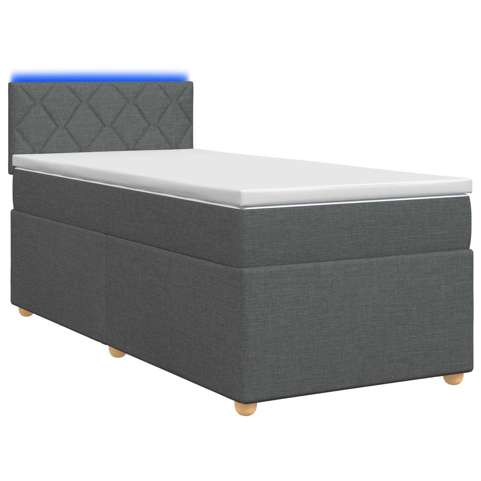 vidaXL Boxspringbett mit Matratze Dunkelgrau 90 x 200 cm Stoff
