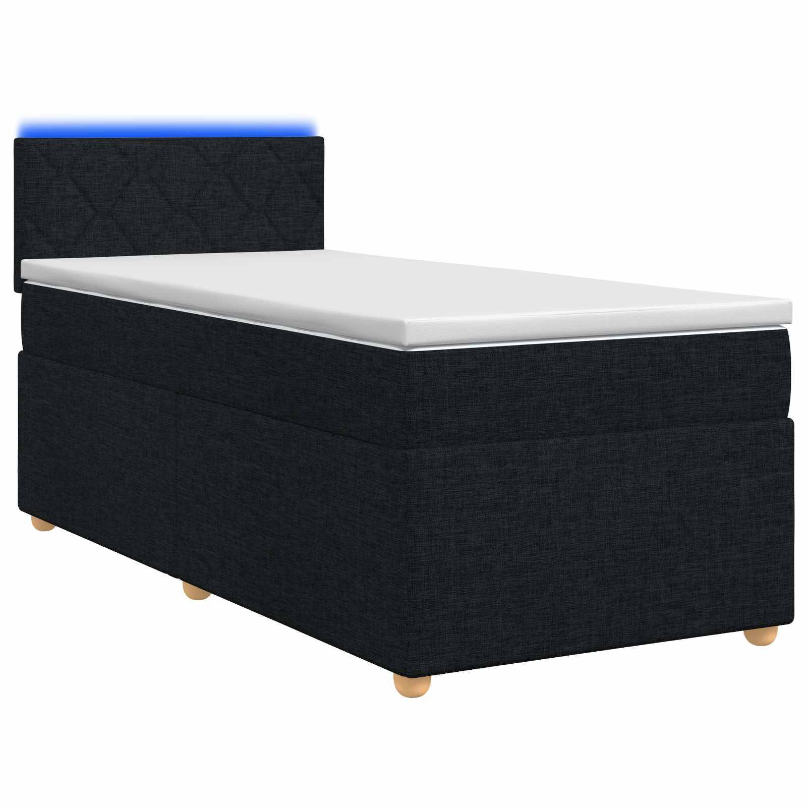 vidaXL Boxspringbett mit Matratze Schwarz 90 x 190 cm Stoff