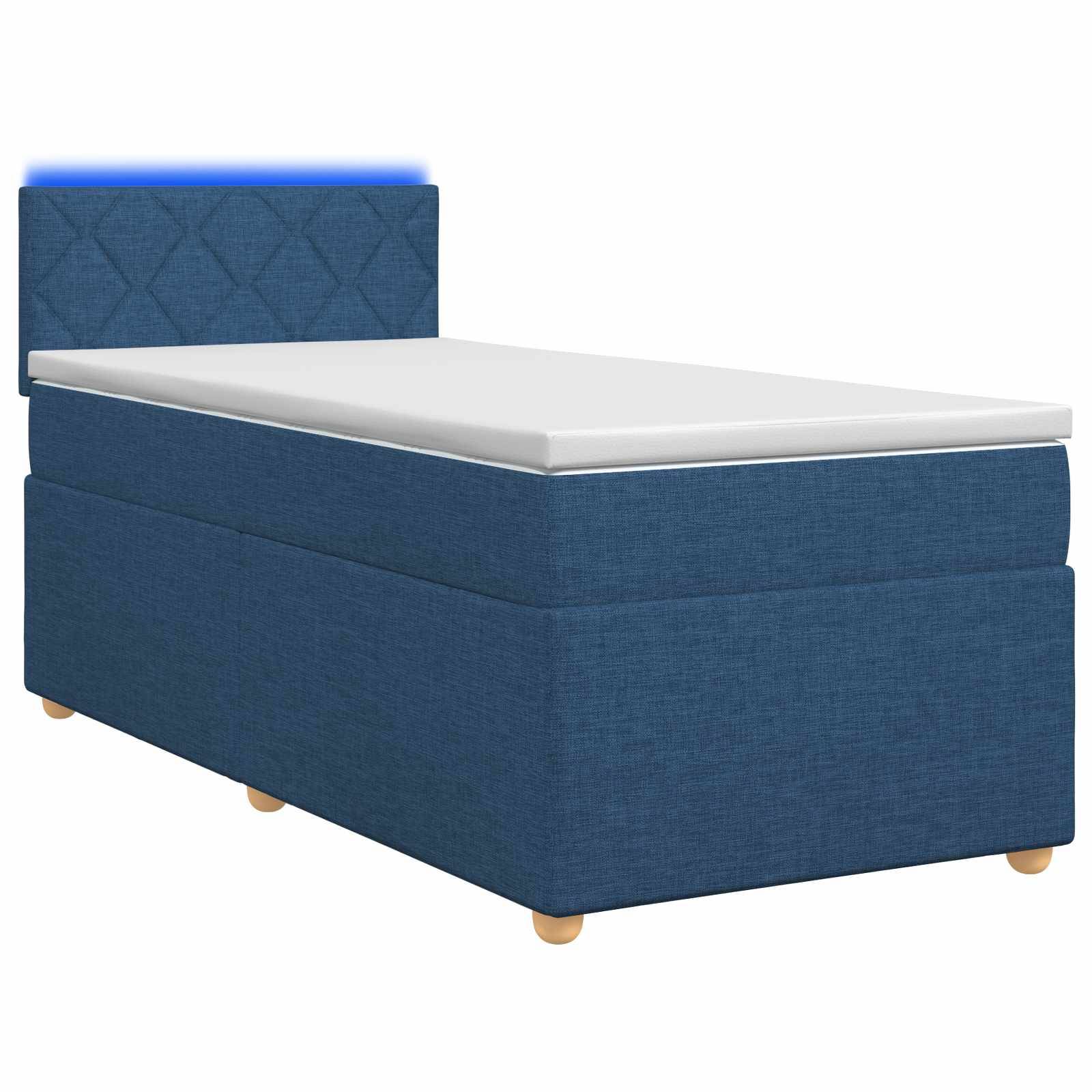 vidaXL Boxspringbett mit Matratze mit Kopfteil Blau 90 x 200 cm Stoff