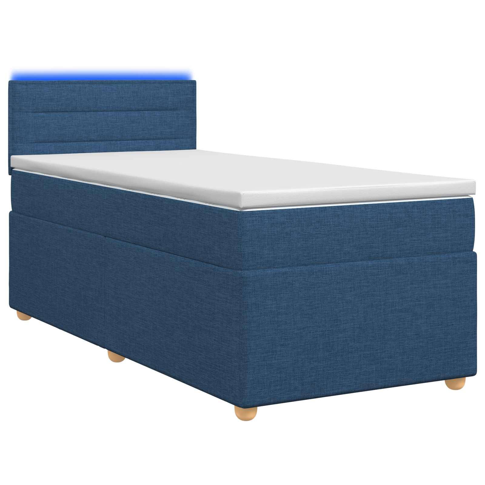 vidaXL Boxspringbett mit Matratze mit Kopfteil Blau 100 x 200 cm Stoff