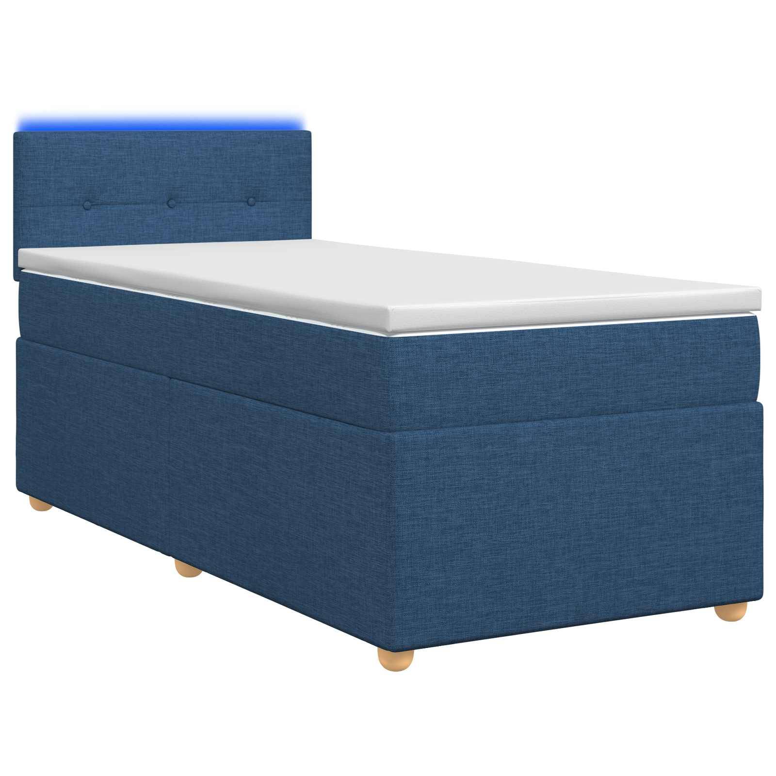 vidaXL Boxspringbett mit Matratze mit Kopfteil Blau 90 x 200 cm Stoff