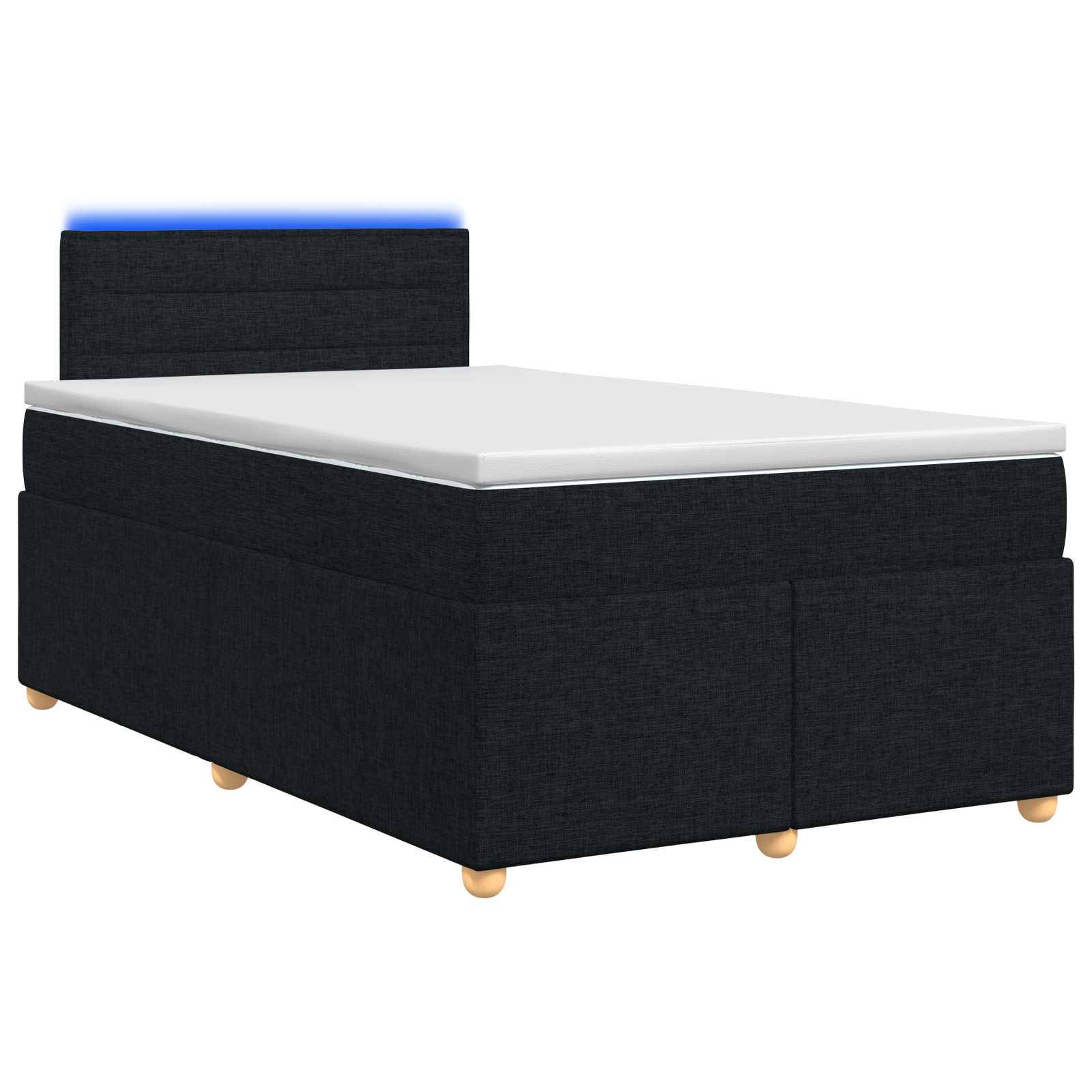 vidaXL Boxspringbett mit Matratze Schwarz 120 x 200 cm Stoff