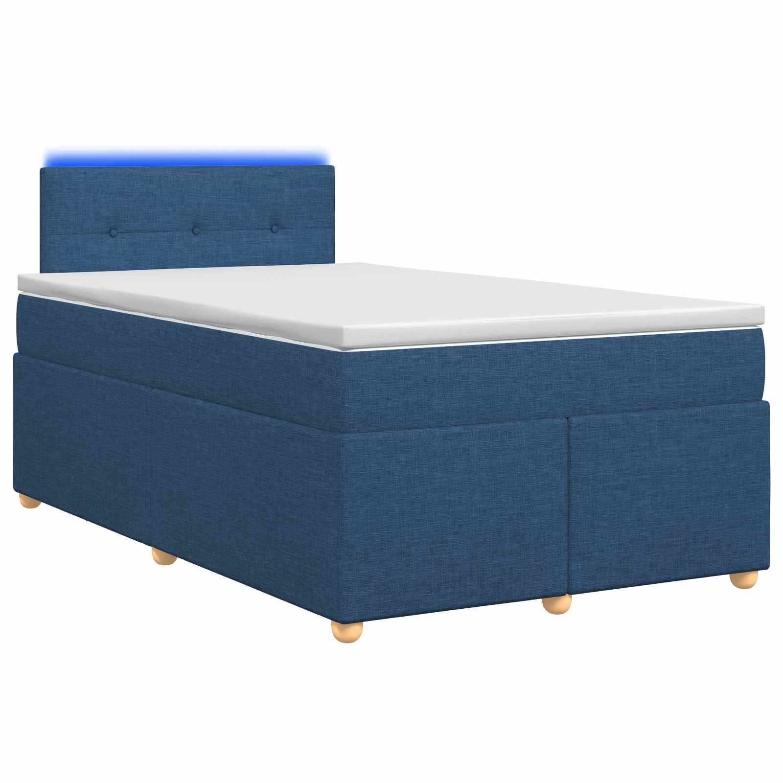 vidaXL Boxspringbett mit Matratze mit Kopfteil Blau 120 x 200 cm Stoff