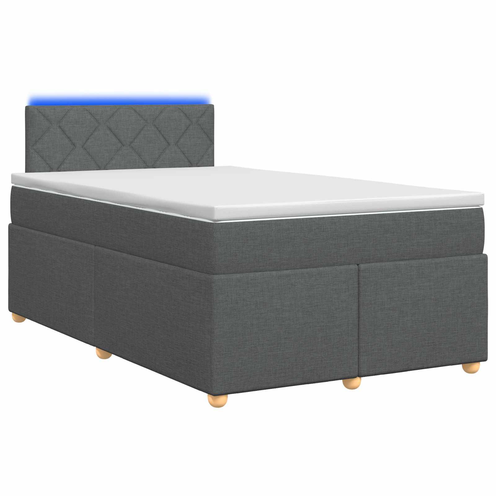 vidaXL Boxspringbett mit Matratze Dunkelgrau 120 x 200 cm Stoff
