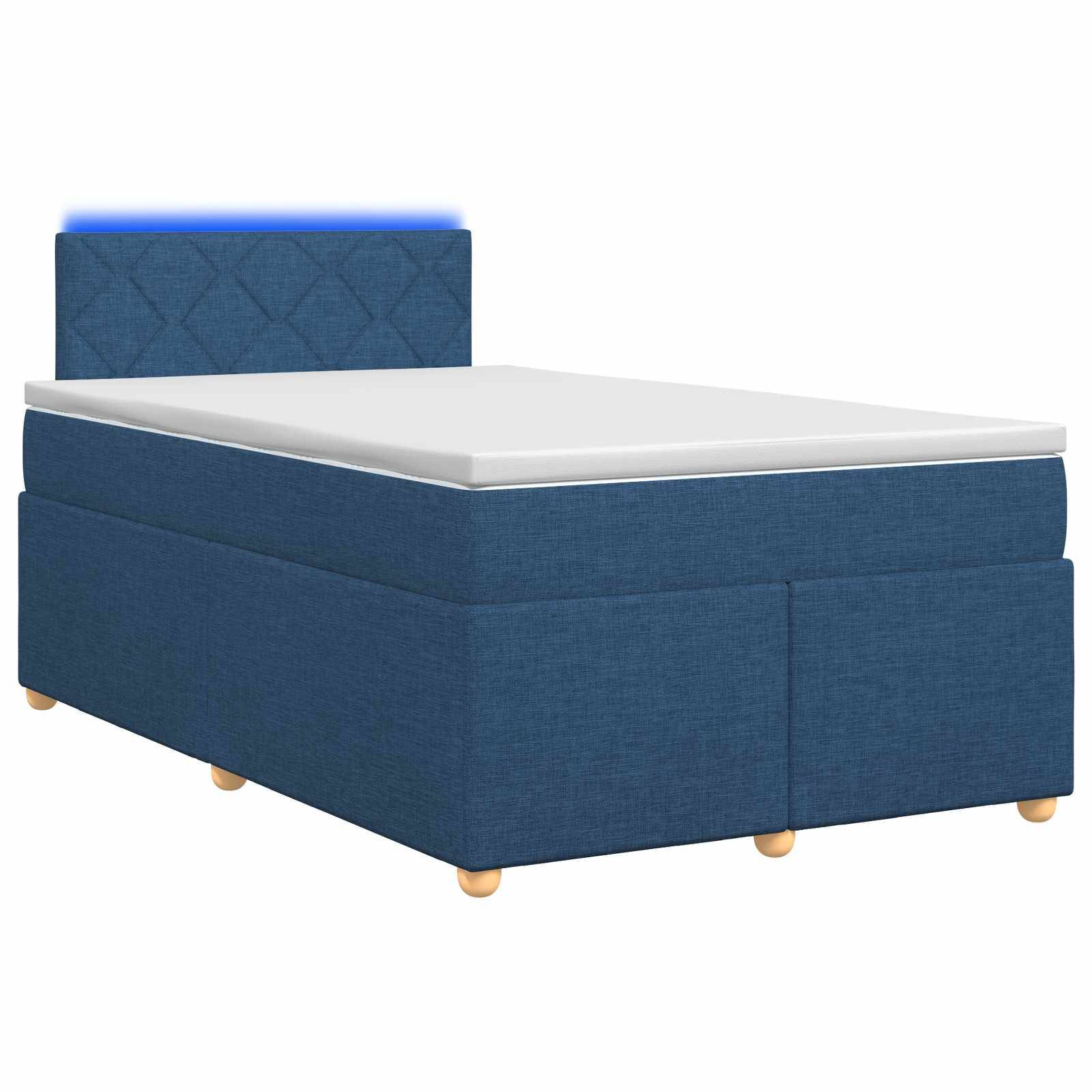 vidaXL Boxspringbett mit Matratze mit Kopfteil Blau 120 x 200 cm Stoff