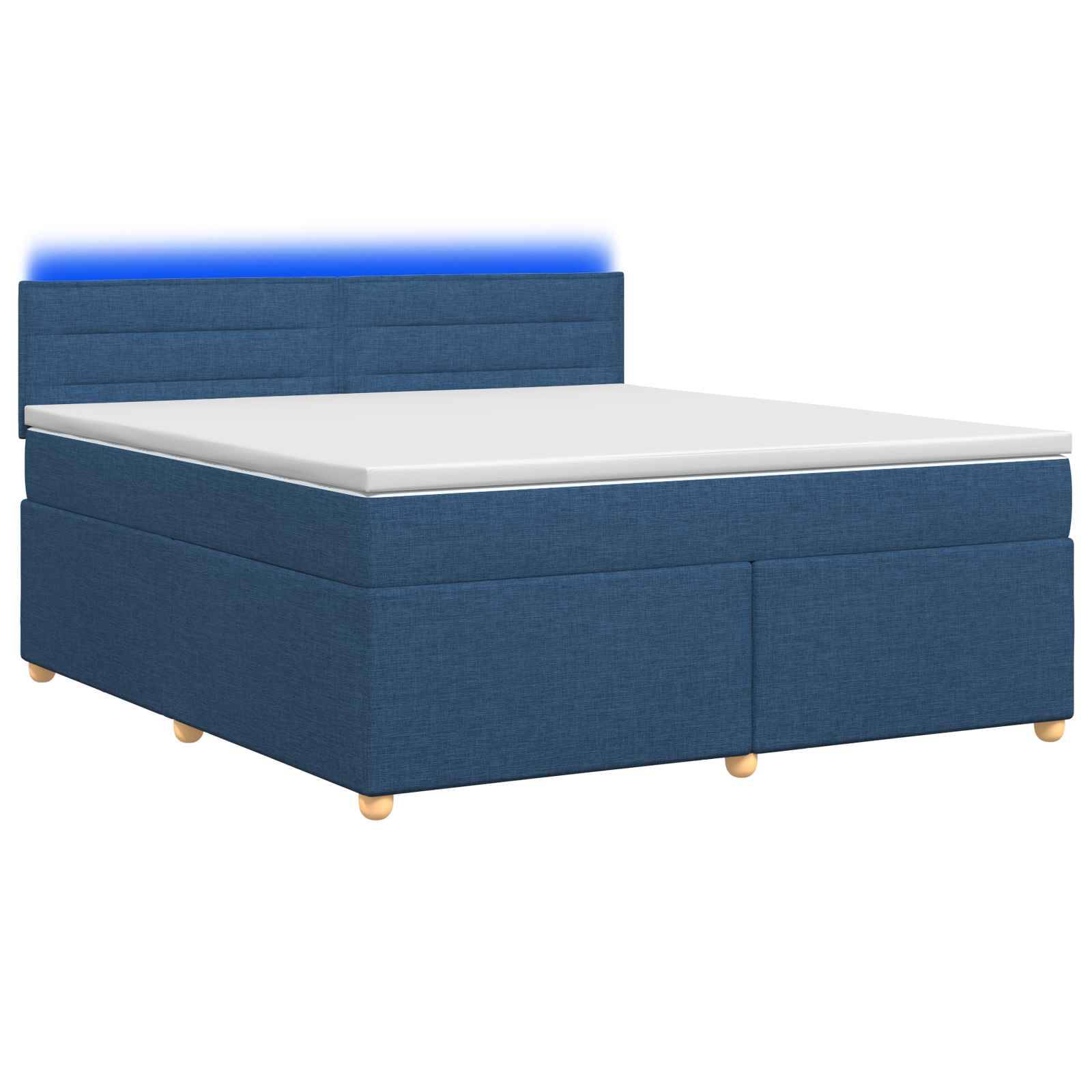 vidaXL Boxspringbett mit Matratze mit Kopfteil Blau 180 x 200 cm Stoff