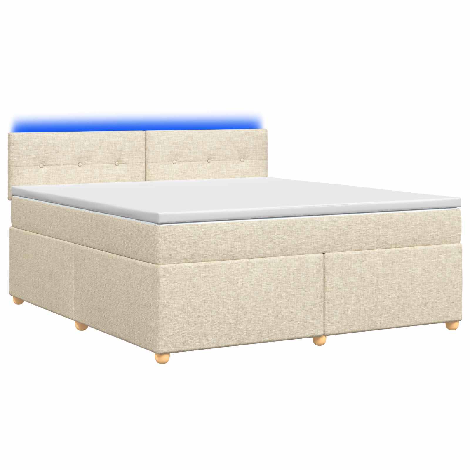 vidaXL Boxspringbett mit Matratze Creme 160 x 200 cm Stoff