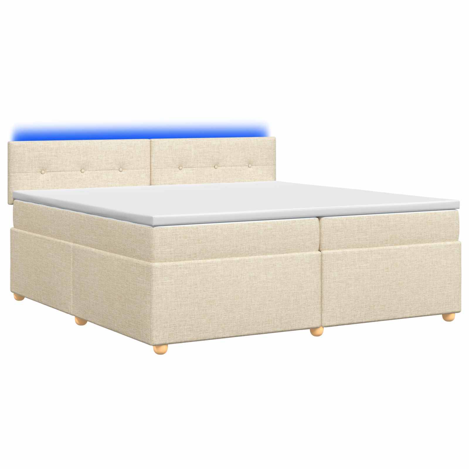 vidaXL Boxspringbett mit Matratze Creme 200 x 200 cm Stoff