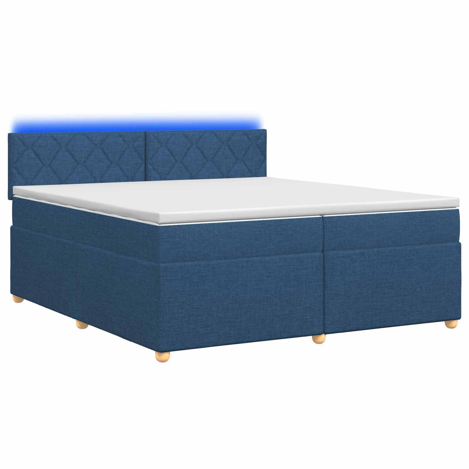 vidaXL Boxspringbett mit Matratze mit Kopfteil Blau 200 x 200 cm Stoff