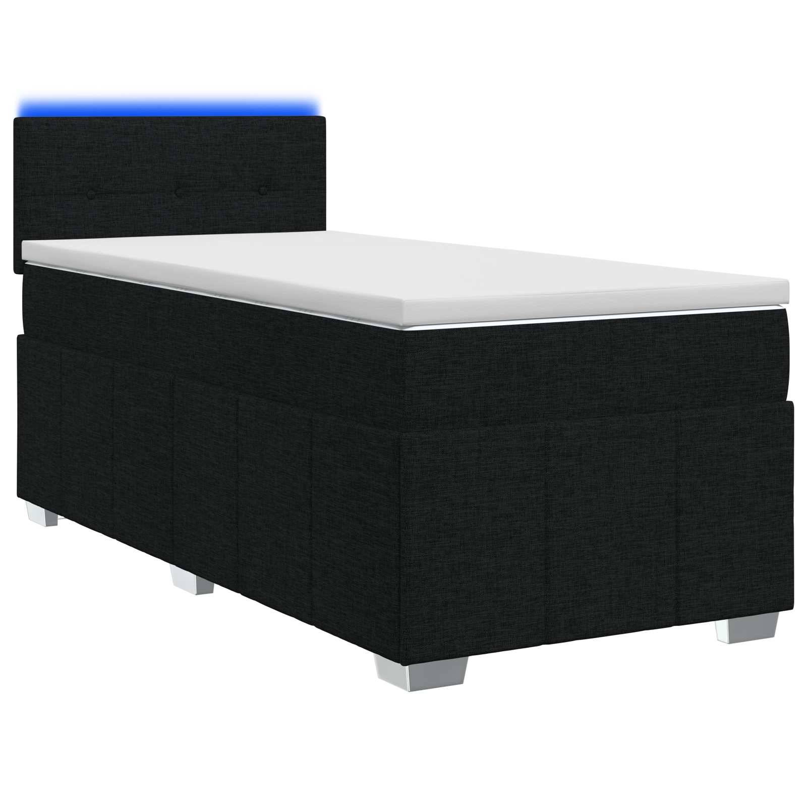 vidaXL Boxspringbett mit Matratze Schwarz 100 x 200 cm Stoff