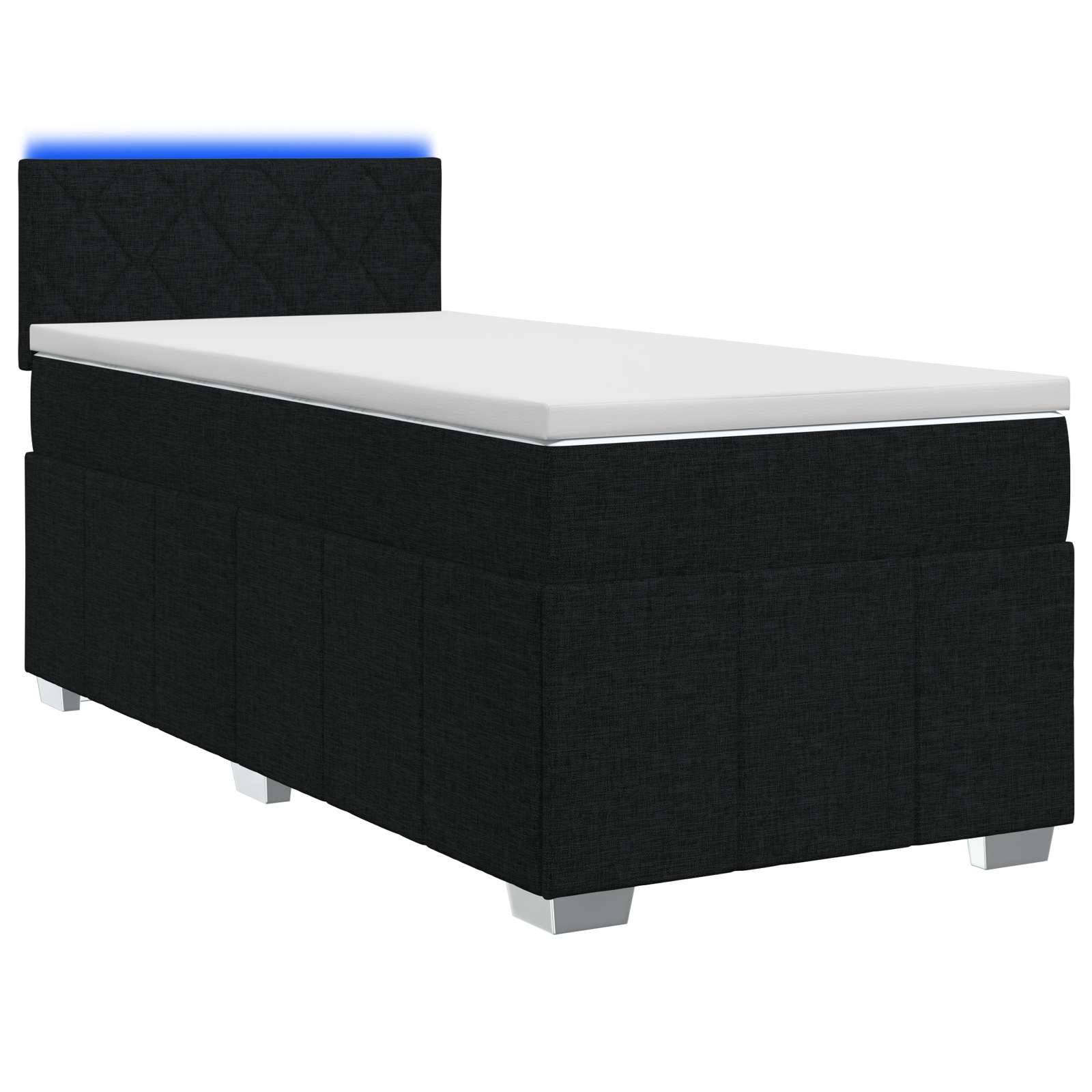 vidaXL Boxspringbett mit Matratze Schwarz 90 x 200 cm Stoff