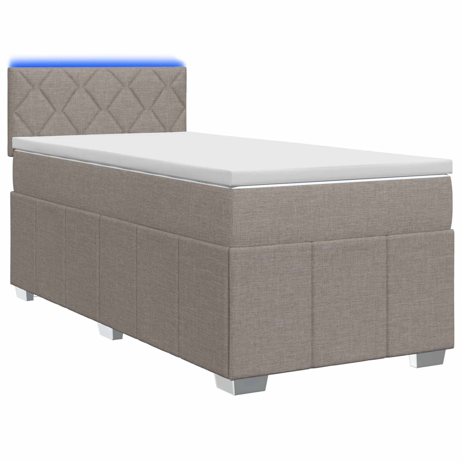 vidaXL Boxspringbett mit Matratze mit Kopfteil Taupe 90 x 200 cm Stoff