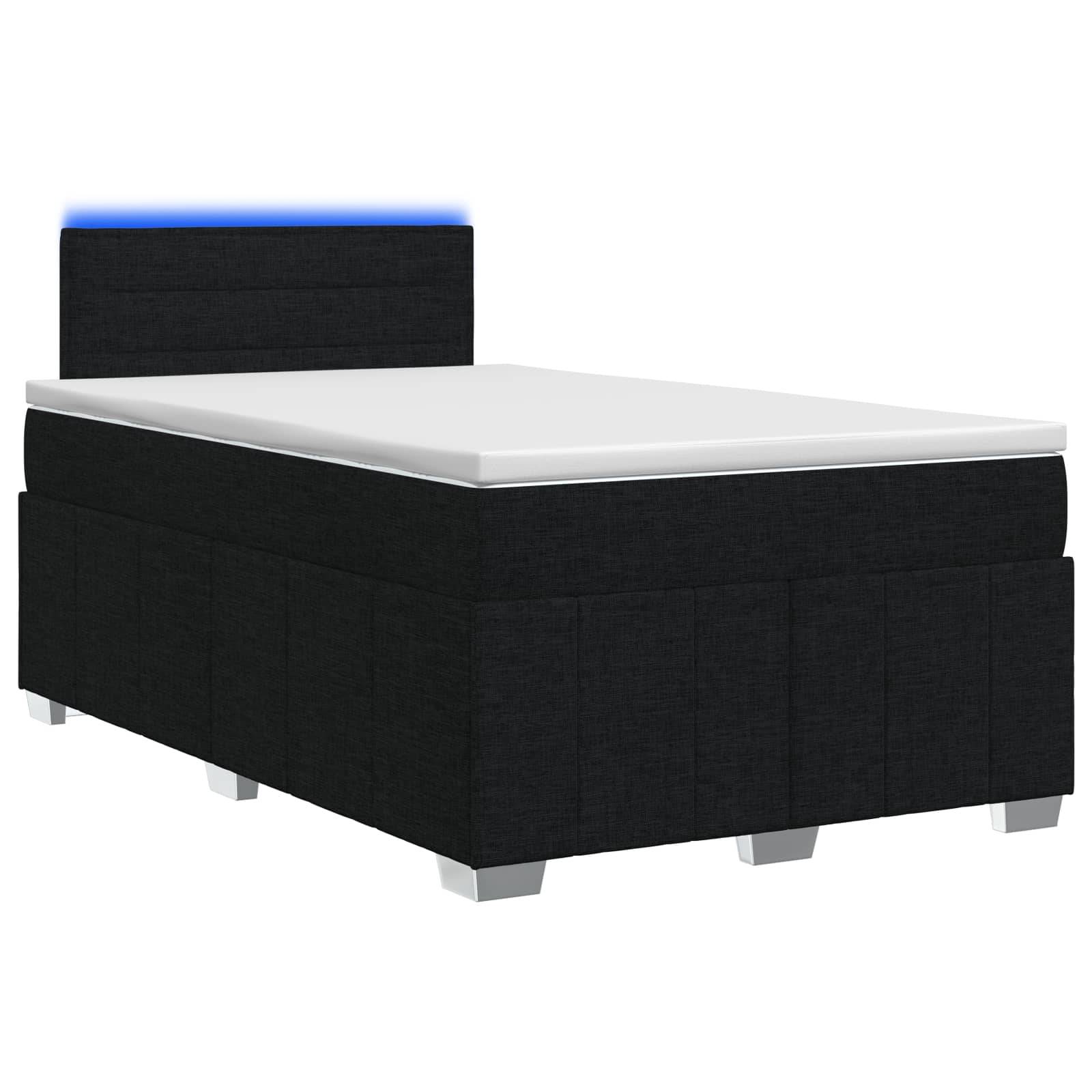 vidaXL Boxspringbett mit Matratze Schwarz 120 x 200 cm Stoff