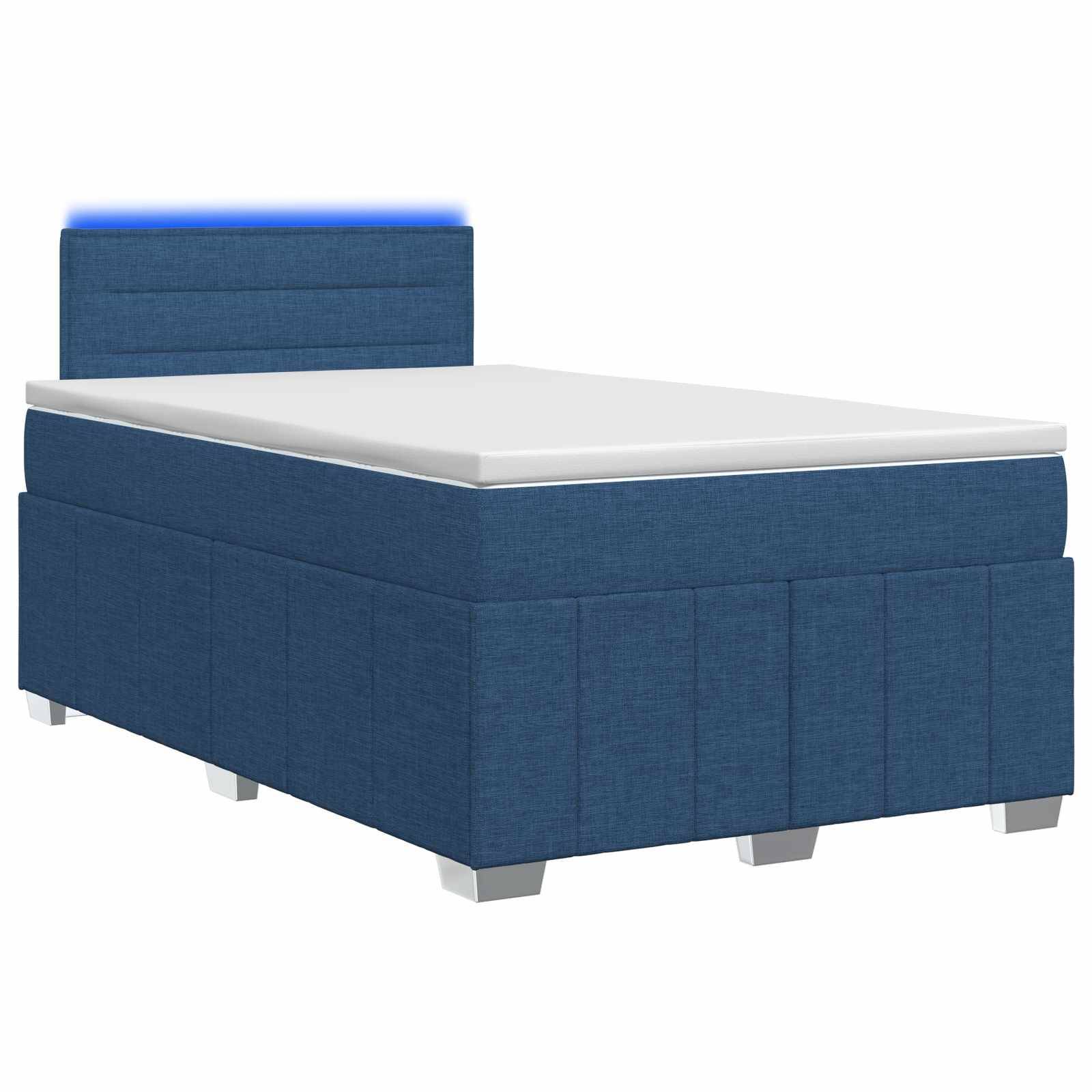 vidaXL Boxspringbett mit Matratze mit Kopfteil Blau 120 x 200 cm Stoff