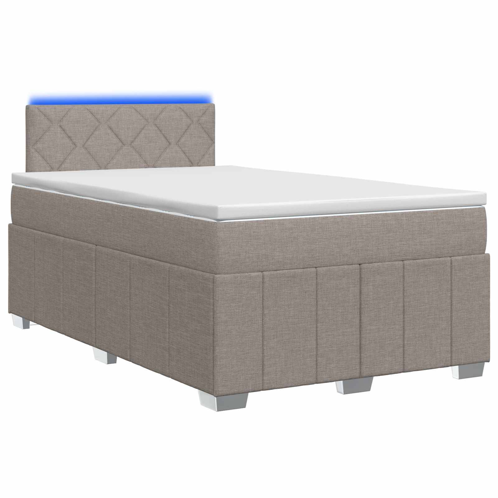vidaXL Boxspringbett mit Matratze Taupe 120 x 200 cm Stoff