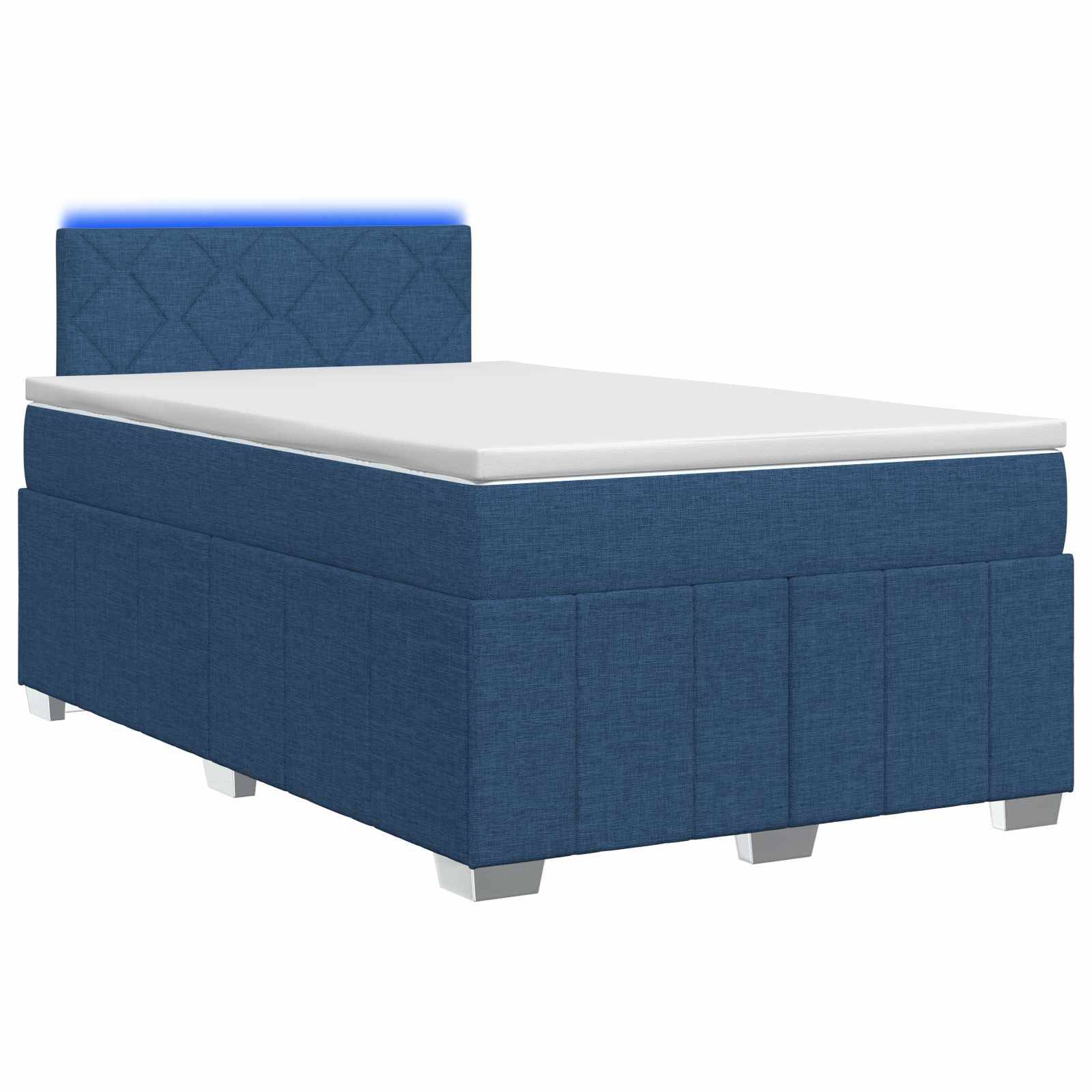 vidaXL Boxspringbett mit Matratze mit Kopfteil Blau 120 x 200 cm Stoff
