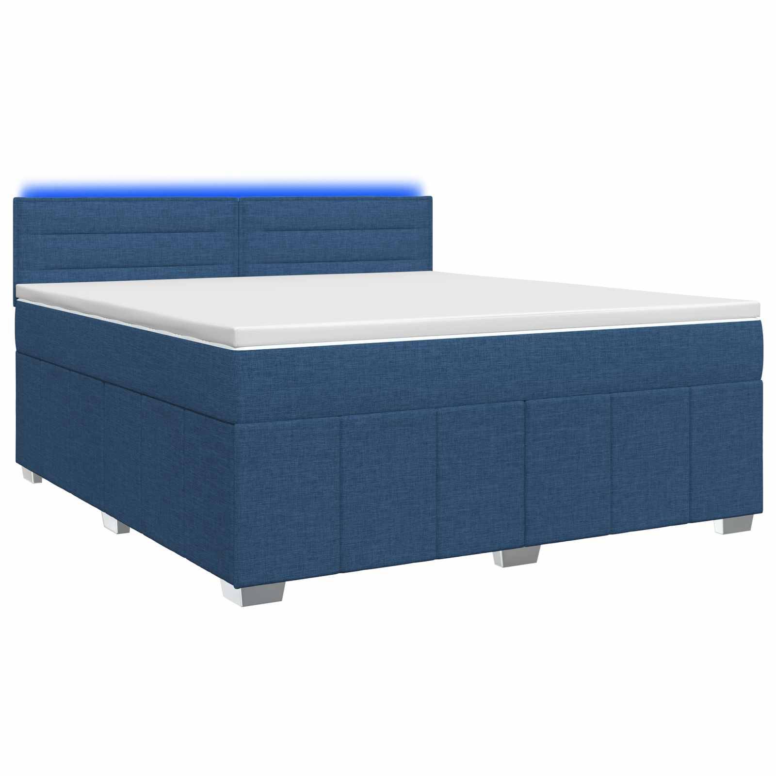 vidaXL Boxspringbett mit Matratze mit Kopfteil Blau 160 x 200 cm Stoff