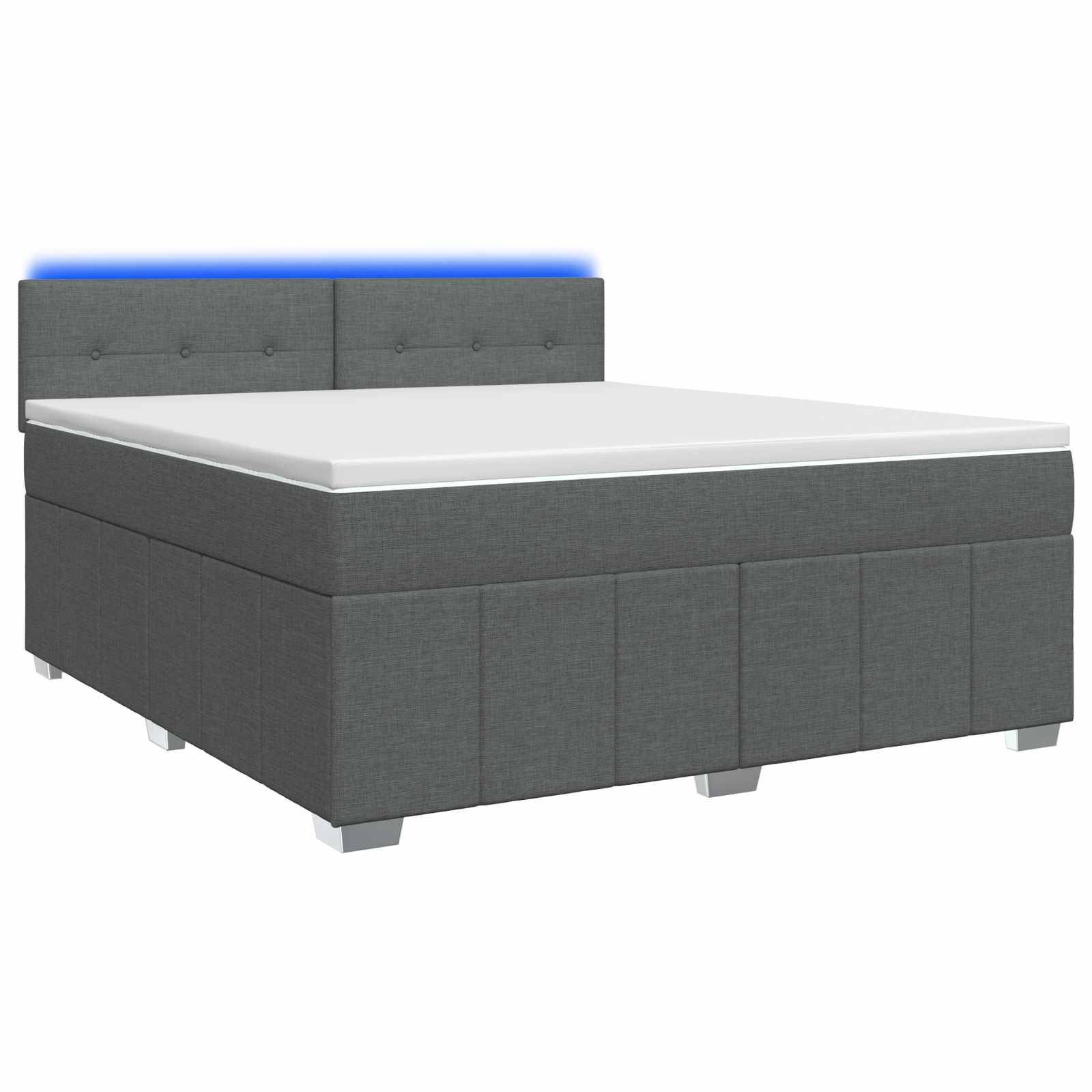 vidaXL Boxspringbett mit Matratze Dunkelgrau 160 x 200 cm Stoff