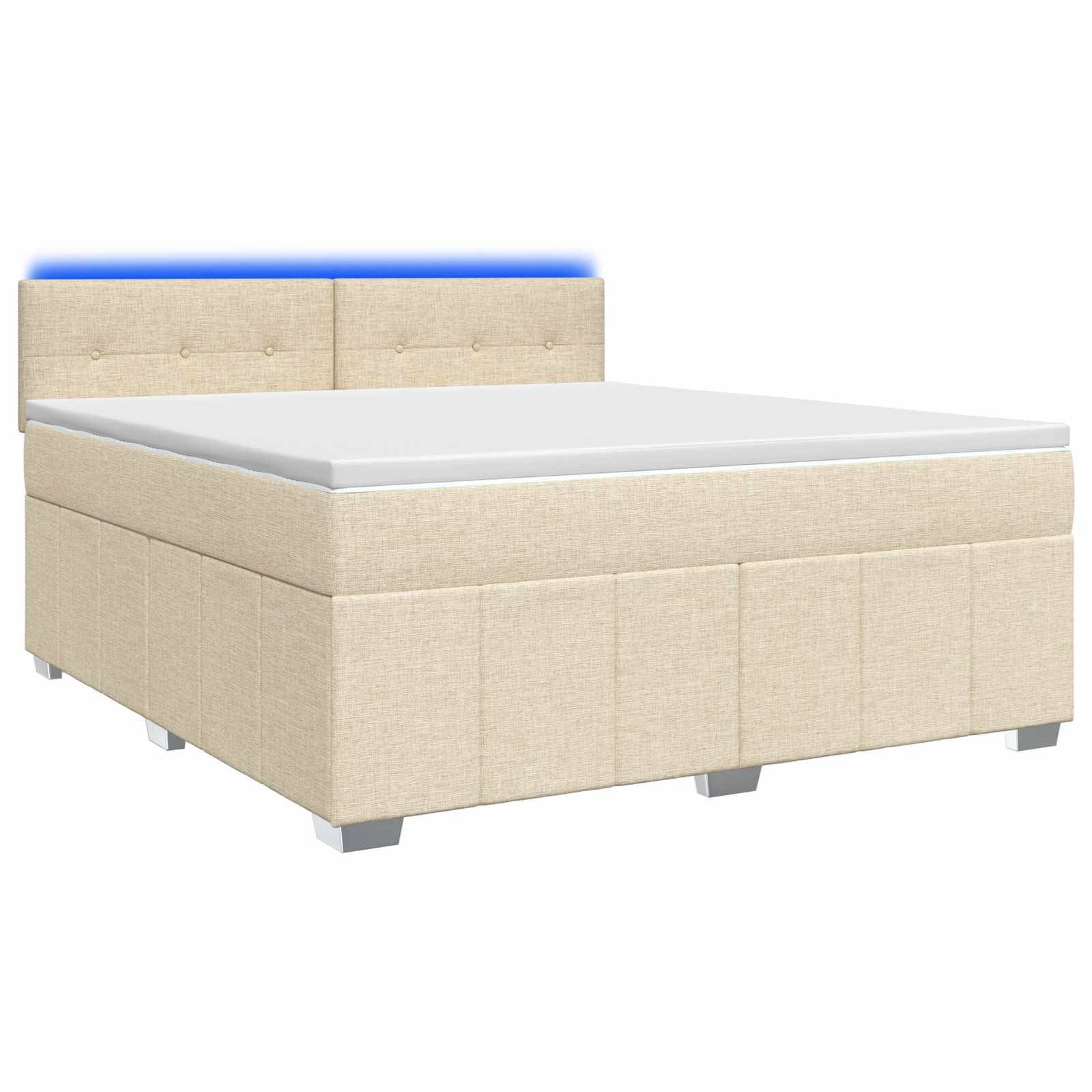 vidaXL Boxspringbett mit Matratze Creme 140 x 200 cm Stoff