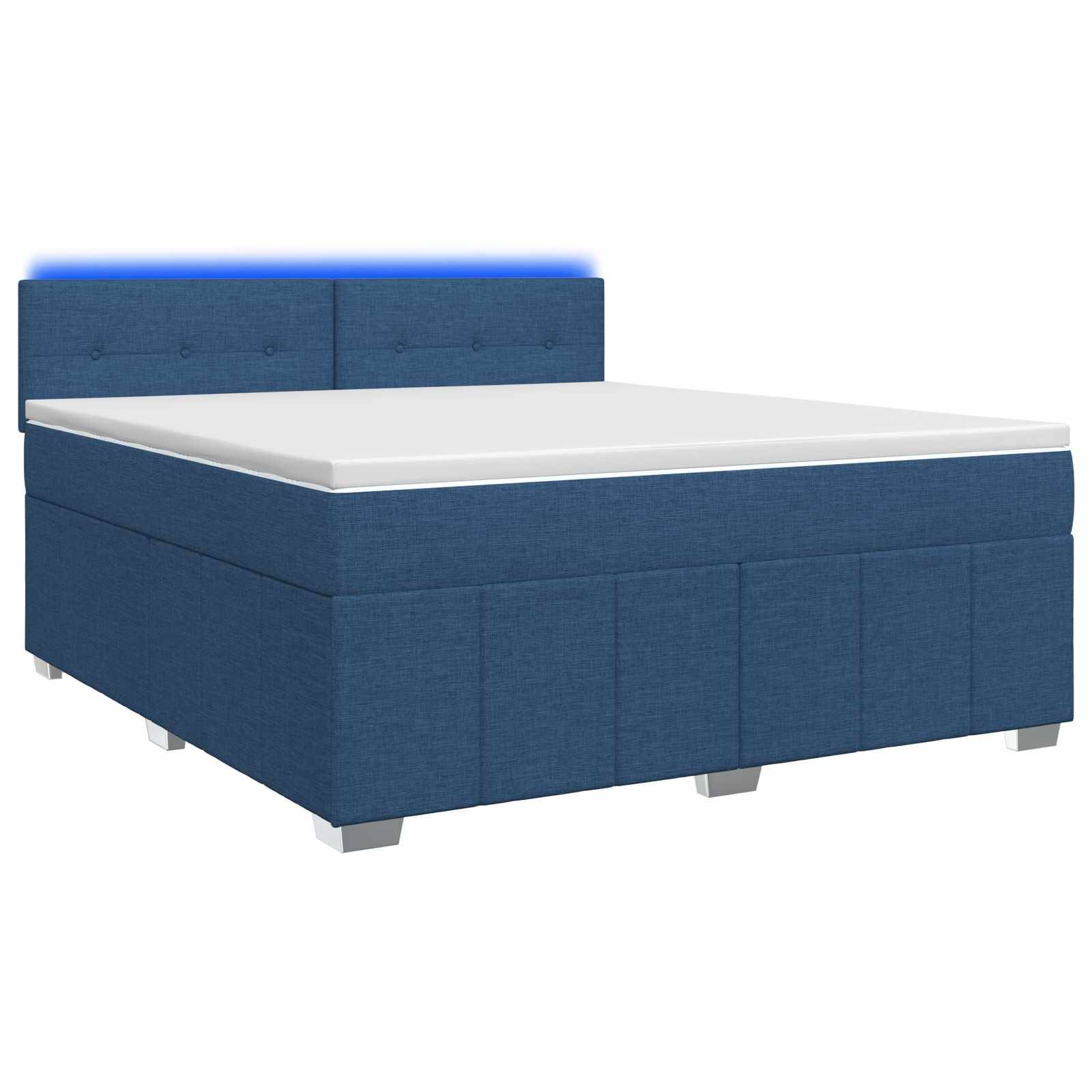 vidaXL Boxspringbett mit Matratze mit Kopfteil Blau 160 x 200 cm Stoff